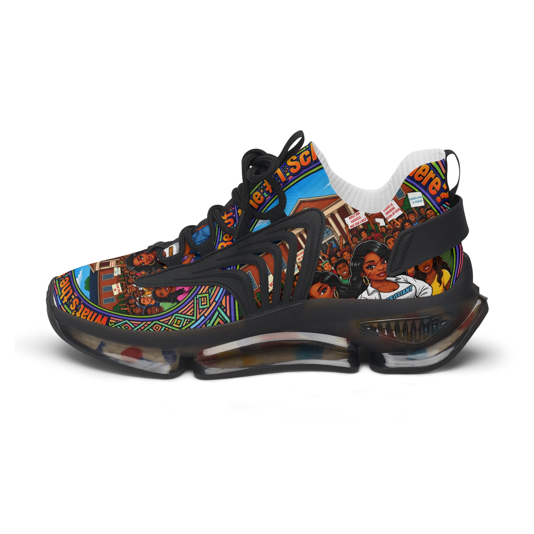 Women’s Mesh Sneakers — " What's The #1 School Out There "Vintage School Crew Graphic Athletic Shoes