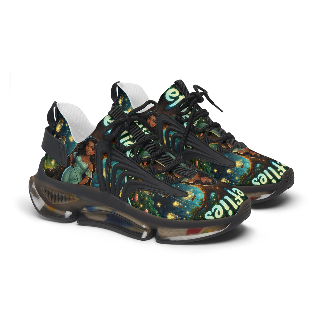 Women’s Mesh Sneakers — ’Fireflies’ Artistic Fairy Graphic Lightweight Running Shoes