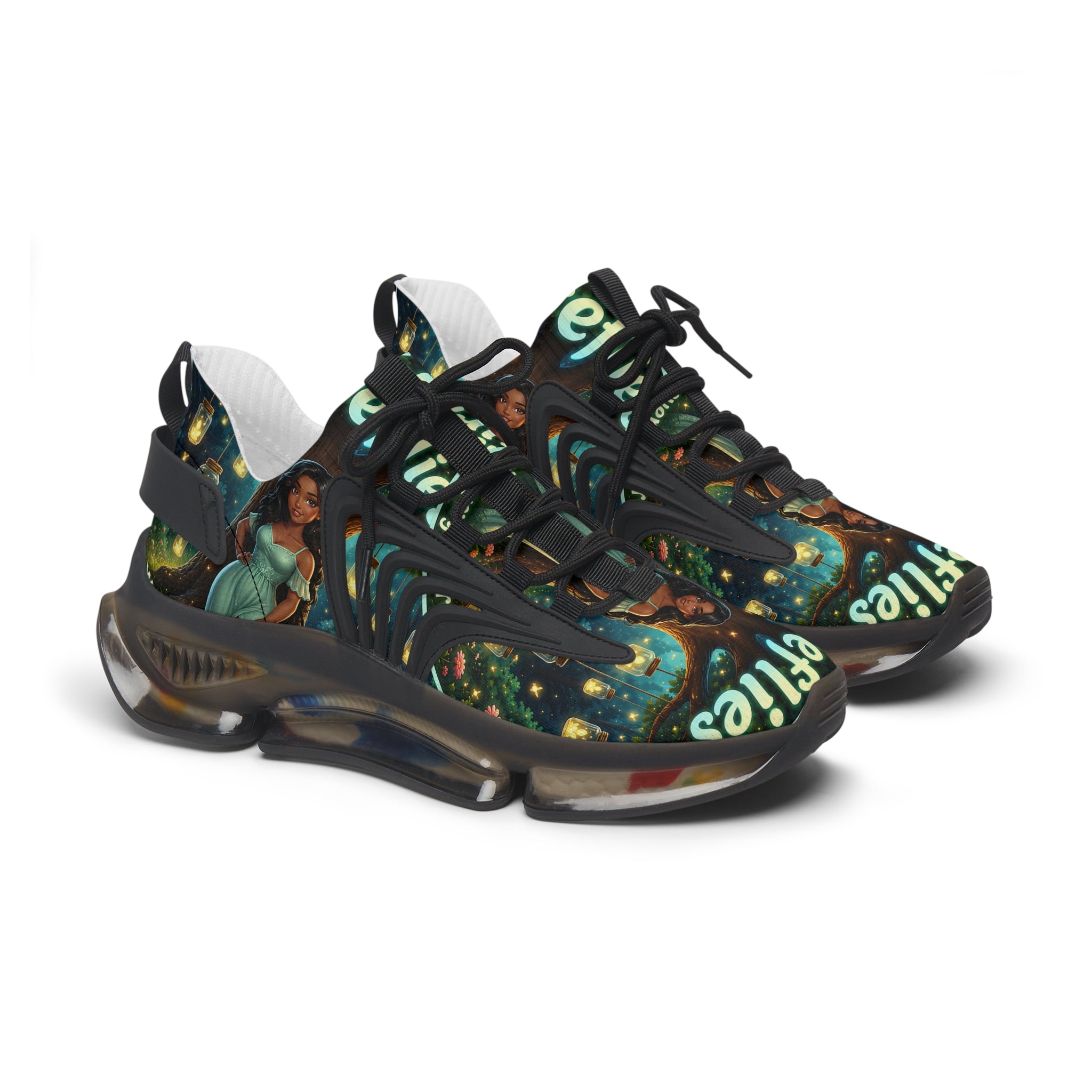 Women’s Mesh Sneakers — ’Fireflies’ Artistic Fairy Graphic Lightweight Running Shoes