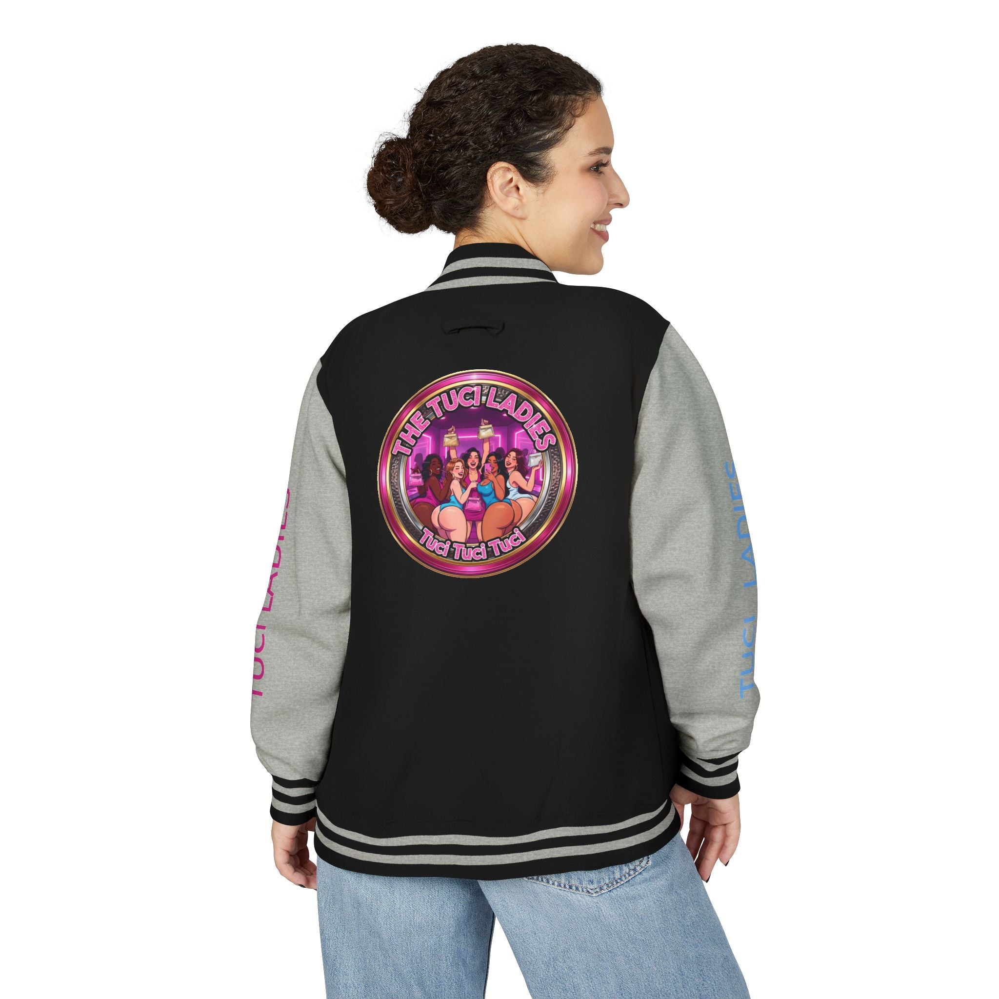 Letterman Jacket — The Tuci Tuci Tuci Ladies Graphic Varsity Jacket