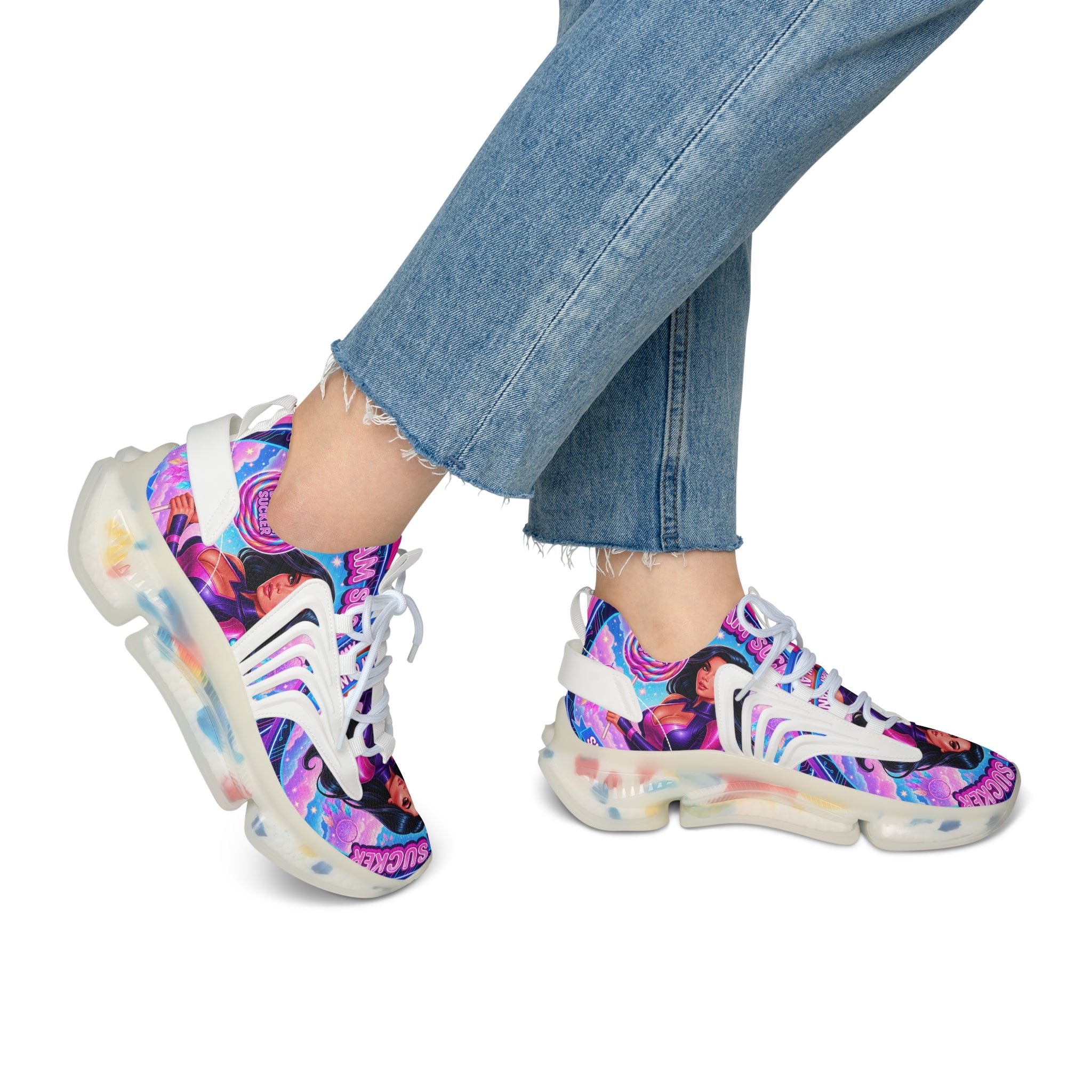 Women's Mesh Sneakers — Vibrant 'A Dream Sucker' Graphic Athletic Shoes