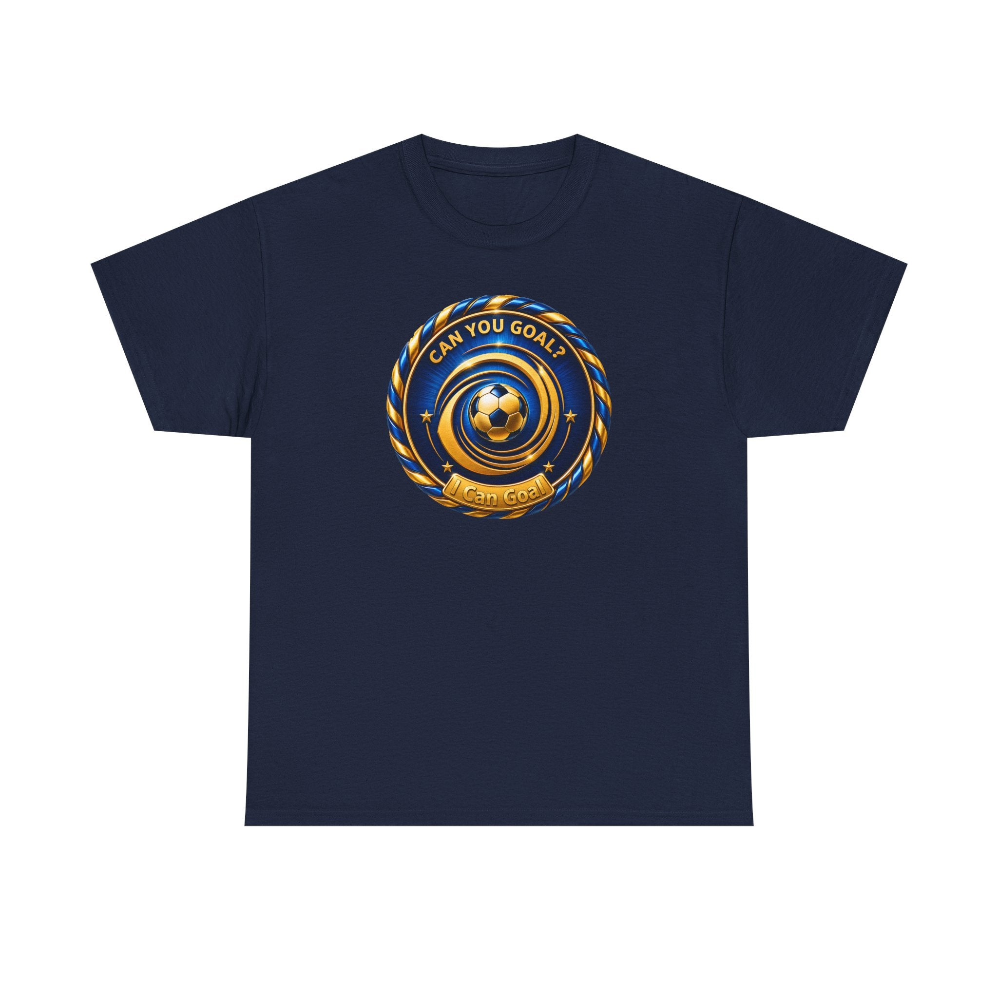 Soccer Badge Tee — "Can You Goal?" Graphic Soccer Shirt