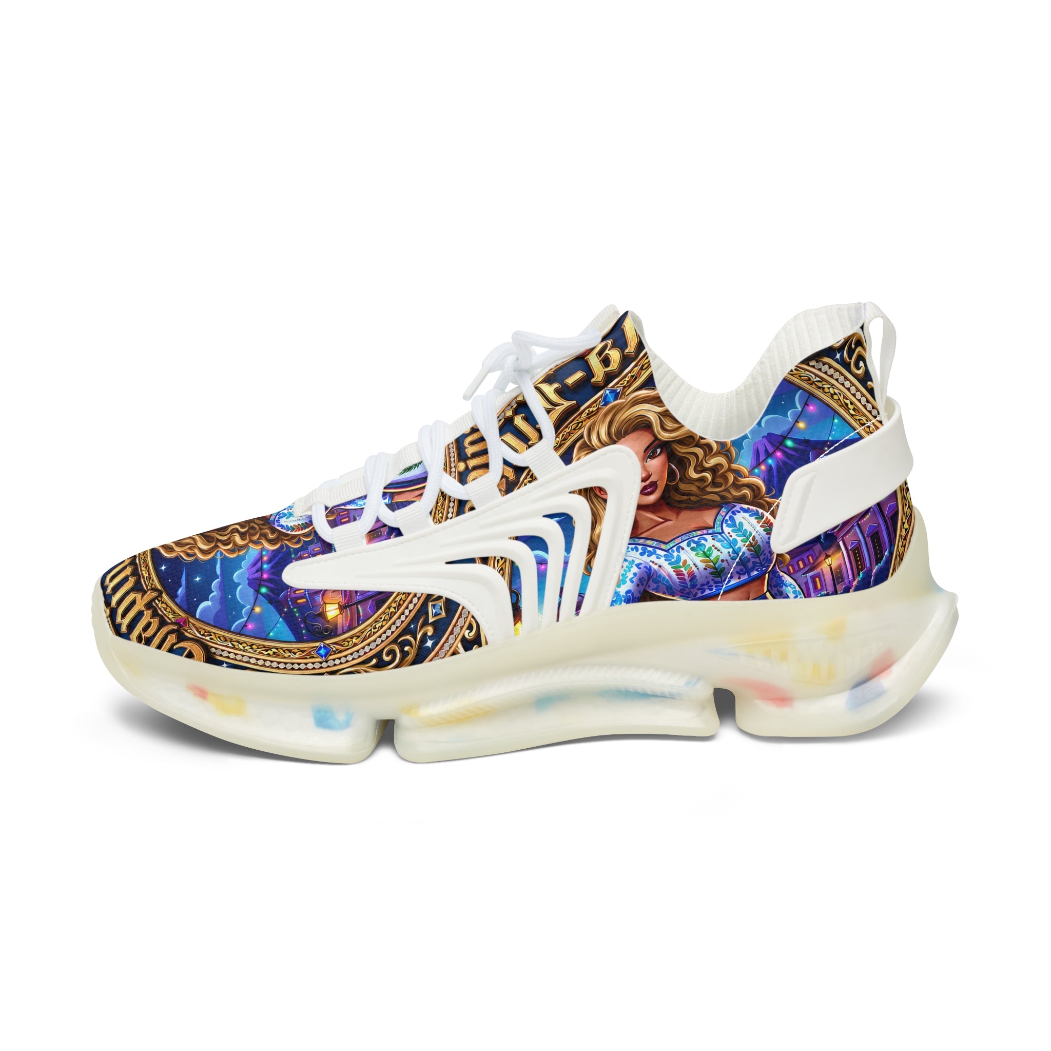 Mesh Sneakers —"Chapina-Licious "Latina Icon Art Print Lightweight Athletic Shoes