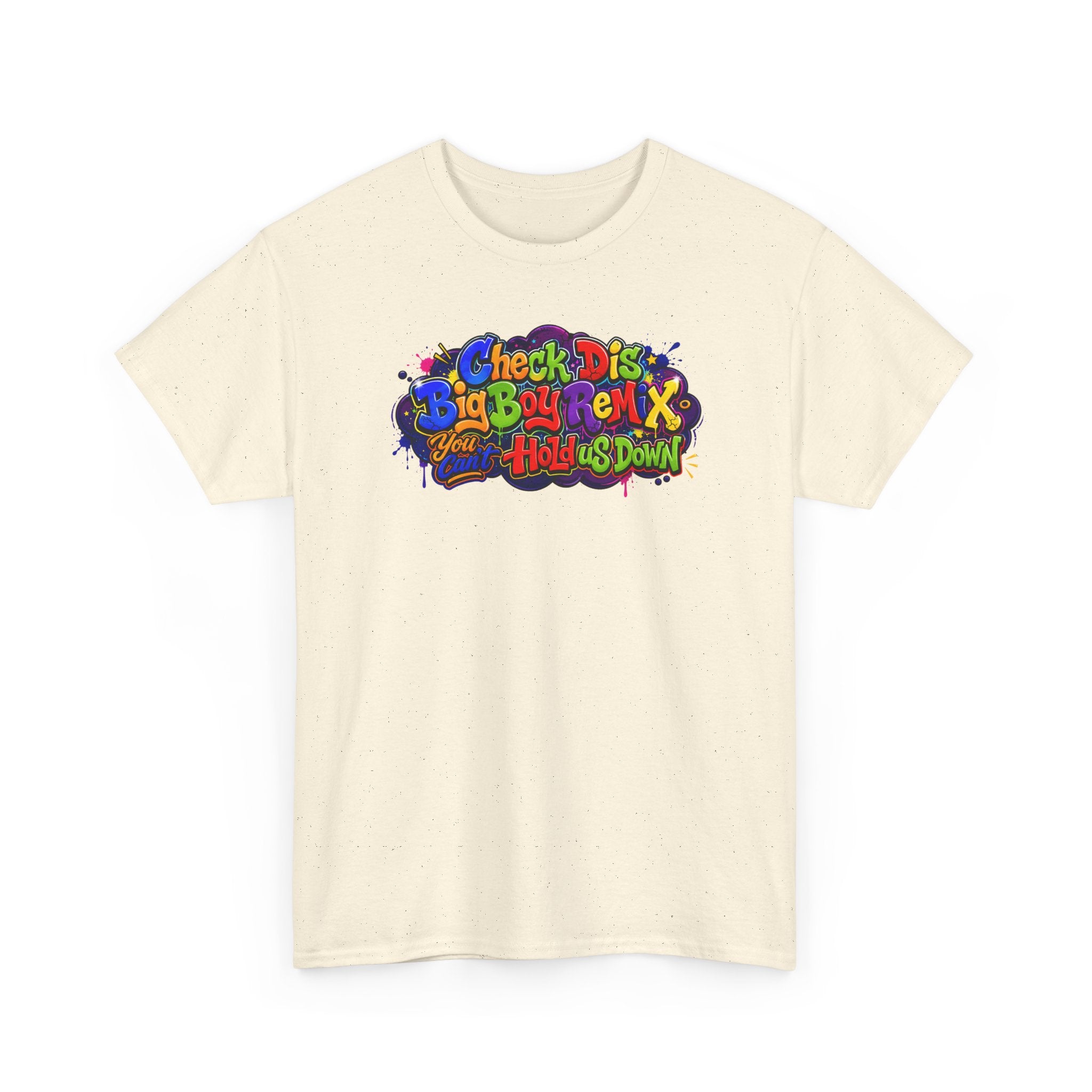 Graphic Tee — Colorful 'Check Dis Big Boy Remix' Retro Street Art T-Shirt