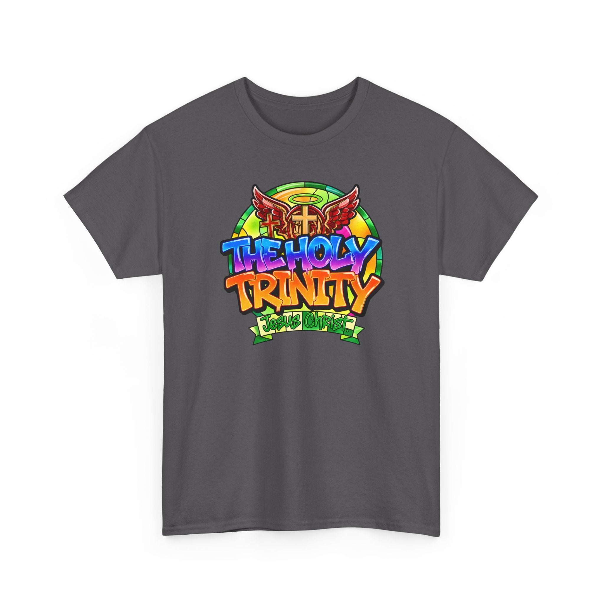 Holy Trinity Graphic Tee — Colorful Faith-Inspired Streetwear T-Shirt