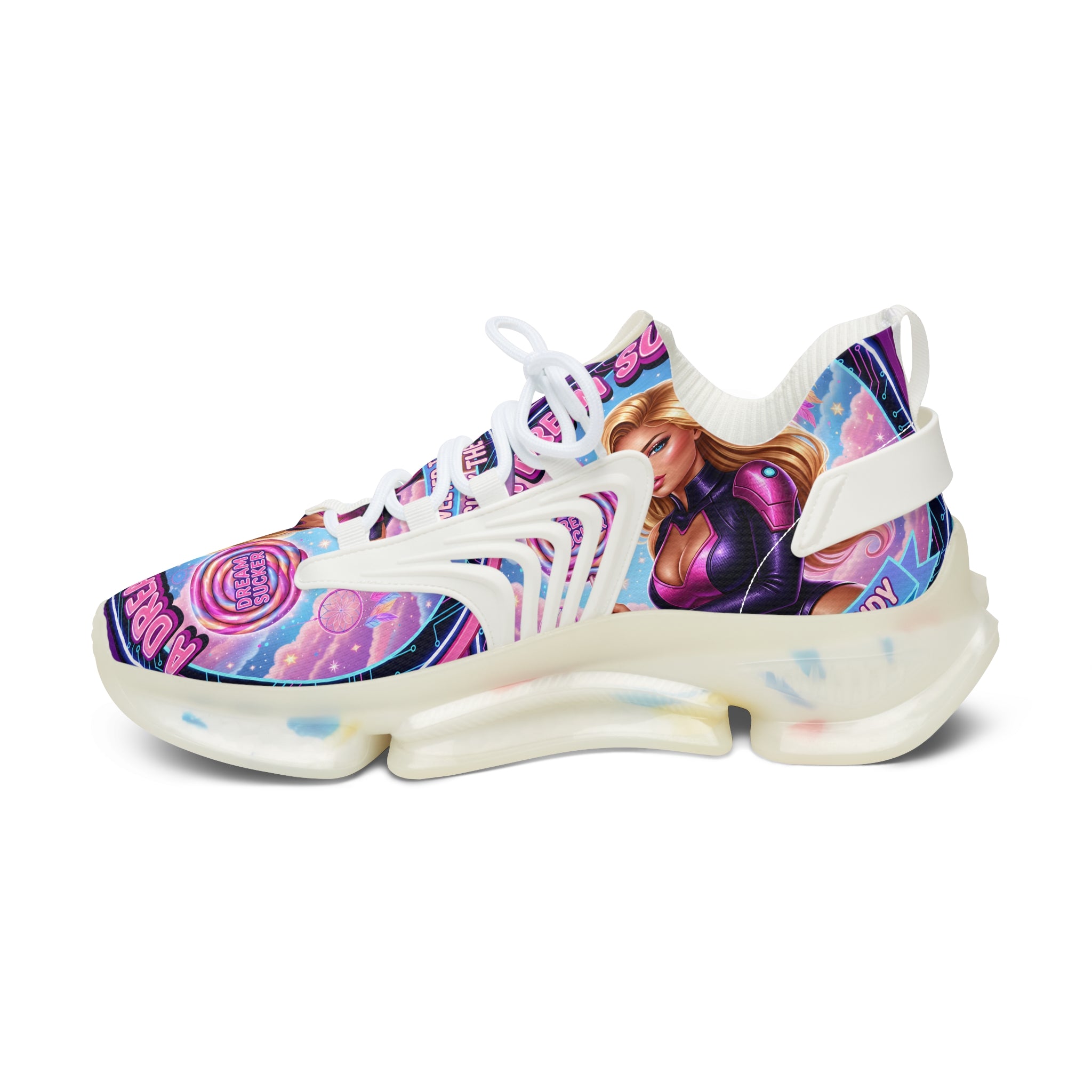 Women's Mesh Sneakers — Colorful Pop-Art 'A Dream Sucker' Graphic Athletic Shoes