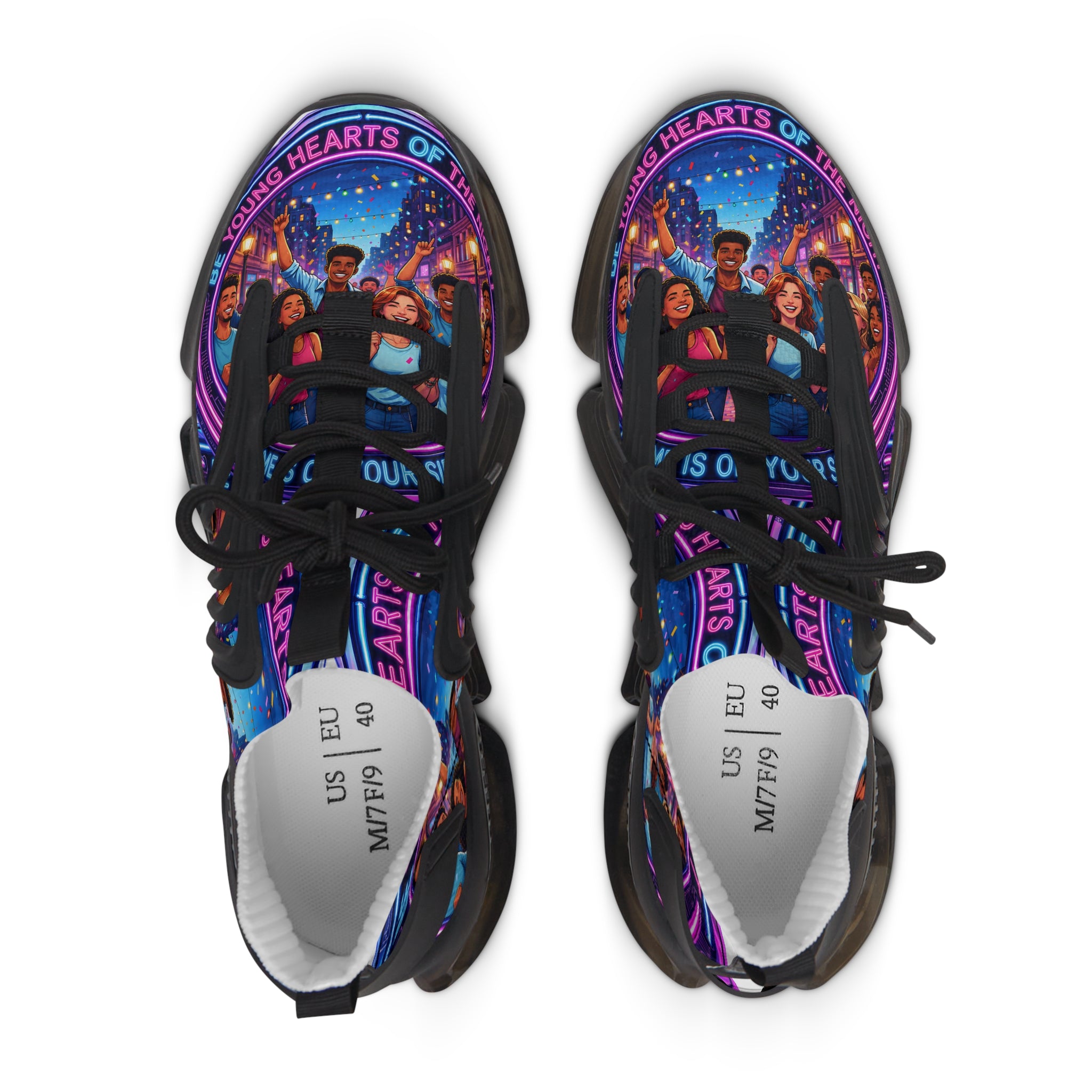 Women’s Mesh Sneakers — Colorful 'Be Young Of Hearts of the Night' Graphic Athletic Shoes