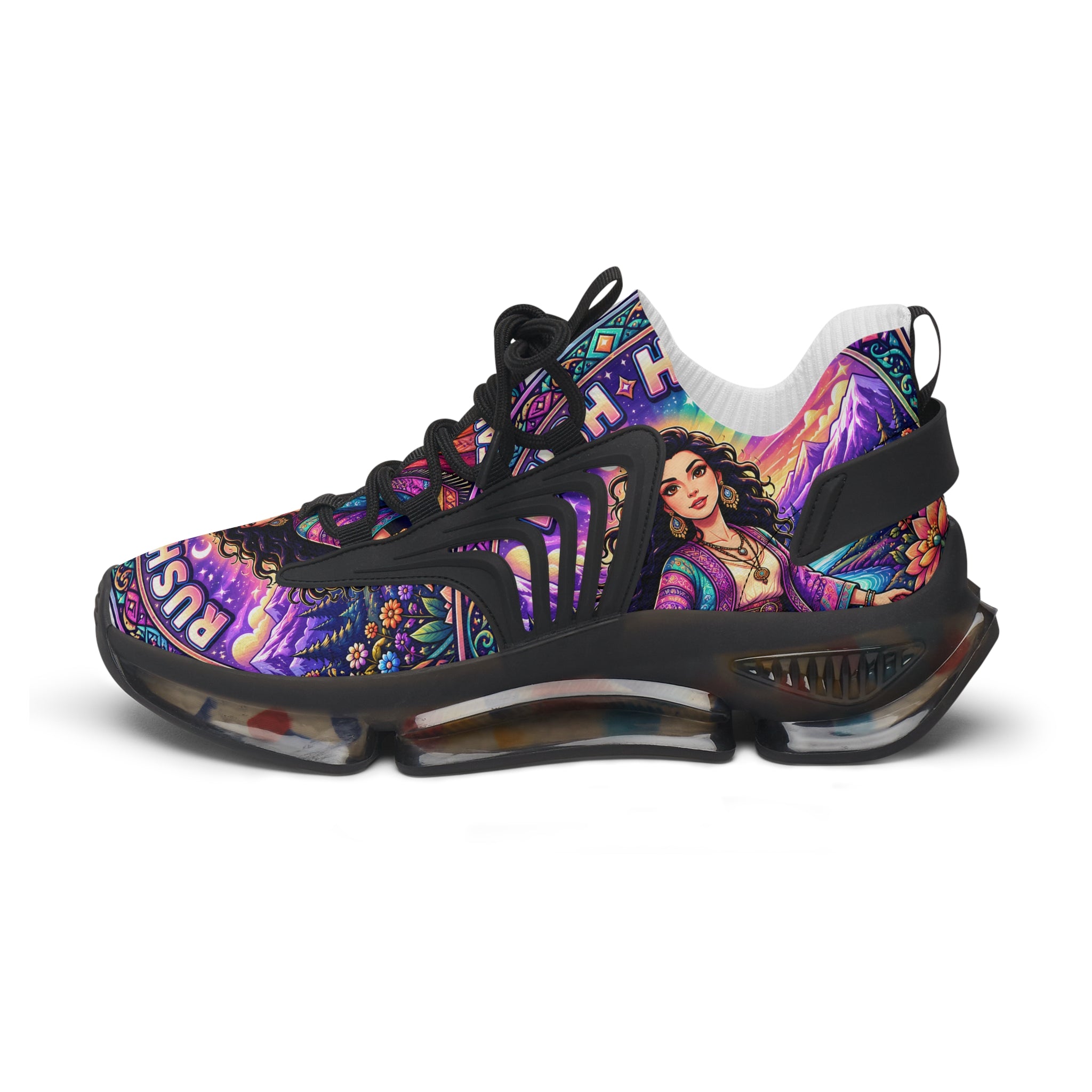 Mesh Sneakers — Colorful 'Crush Hour' Graphic Women's Athletic Shoes