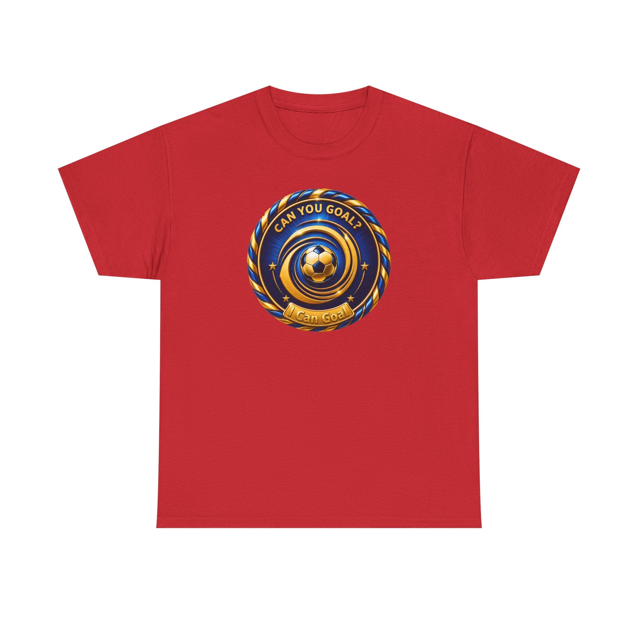 Soccer Badge Tee — "Can You Goal?" Graphic Soccer Shirt