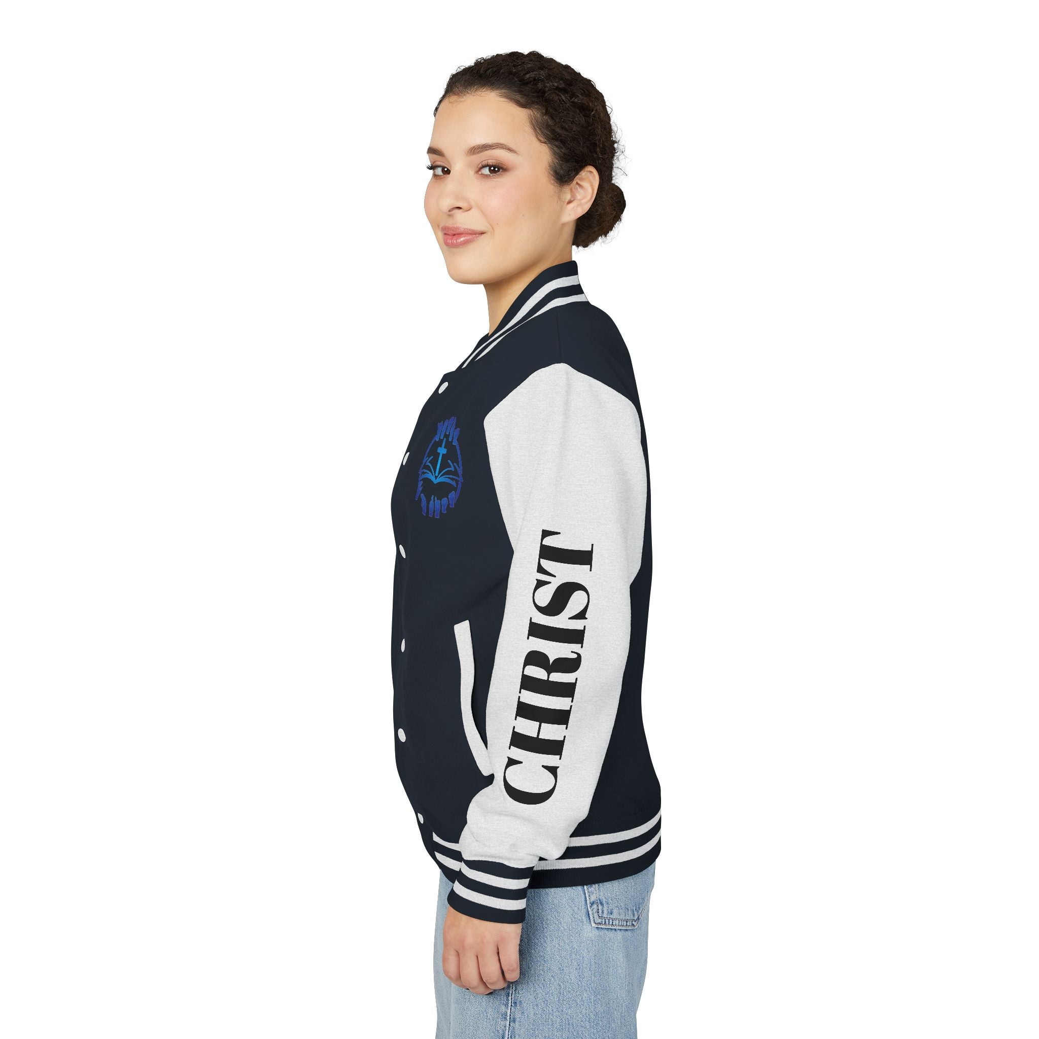 Christian Cross Letterman Jacket — Faith Crewneck Varsity Jacket