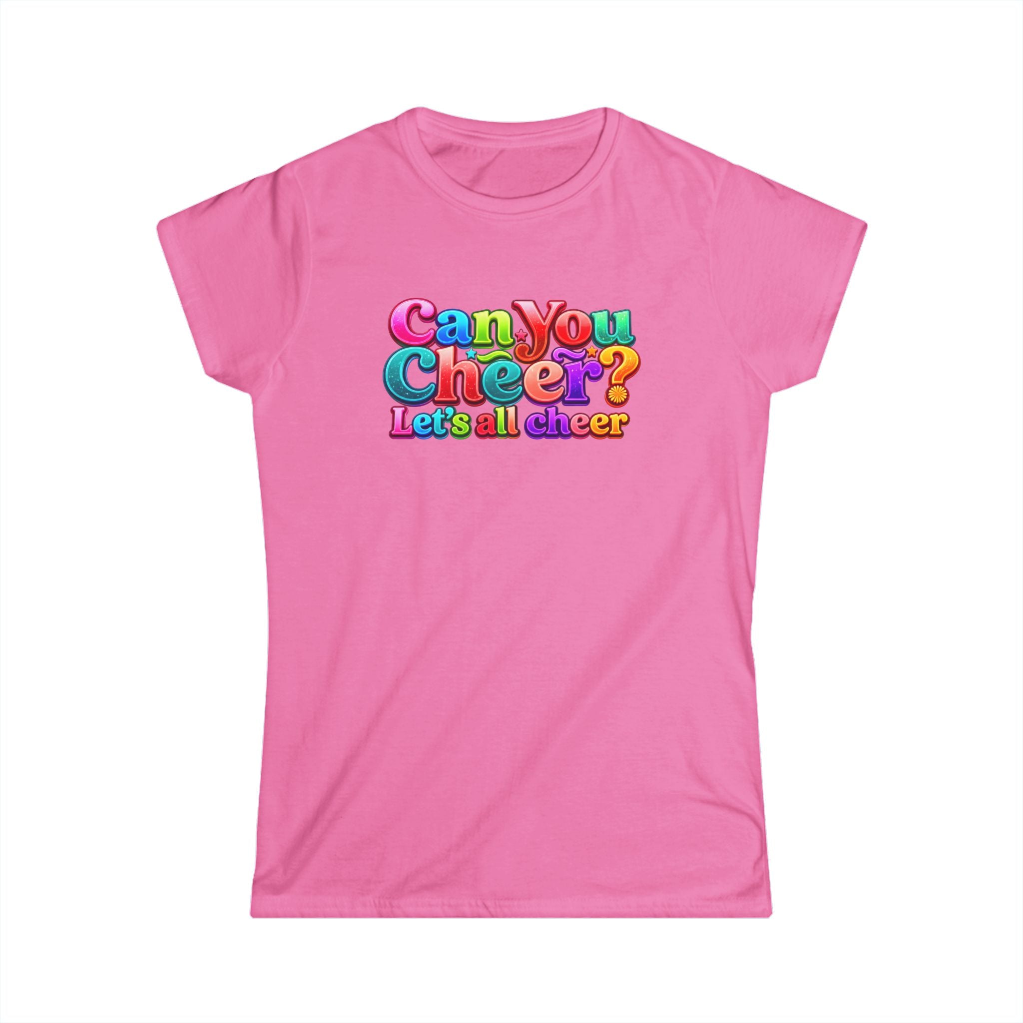 "Can You Cheer" Women's Tee — Colorful Retro Cheer Graphic Shirt