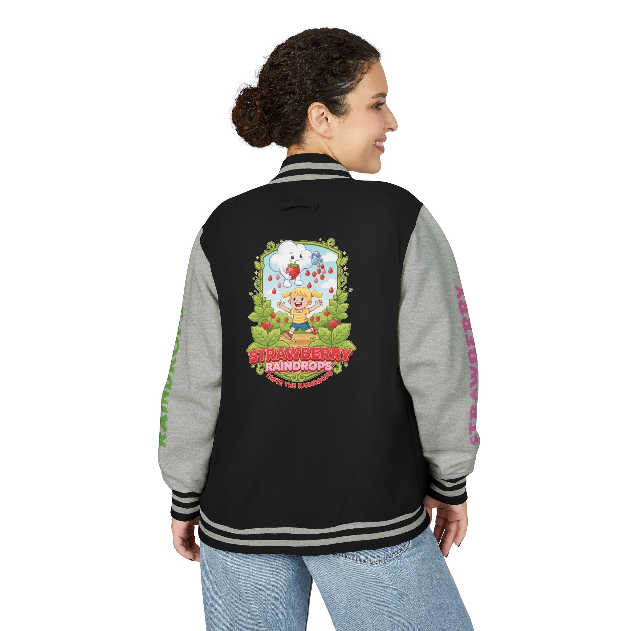 Letterman Jacket —Strawberry Raindrops Back Patch