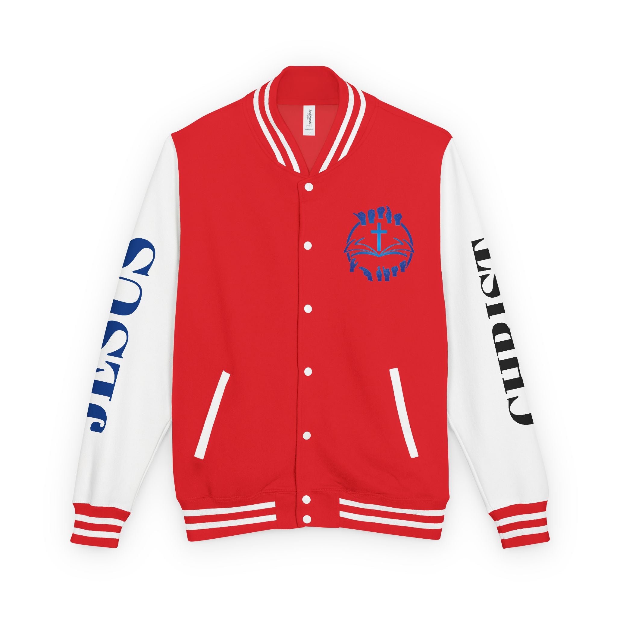 Christian Cross Letterman Jacket — Faith Crewneck Varsity Jacket