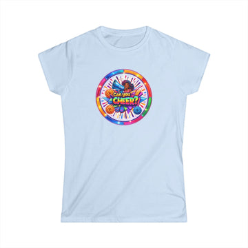 "Can You Cheer: Colorful Candy Wheel Graphic Tee — Women's