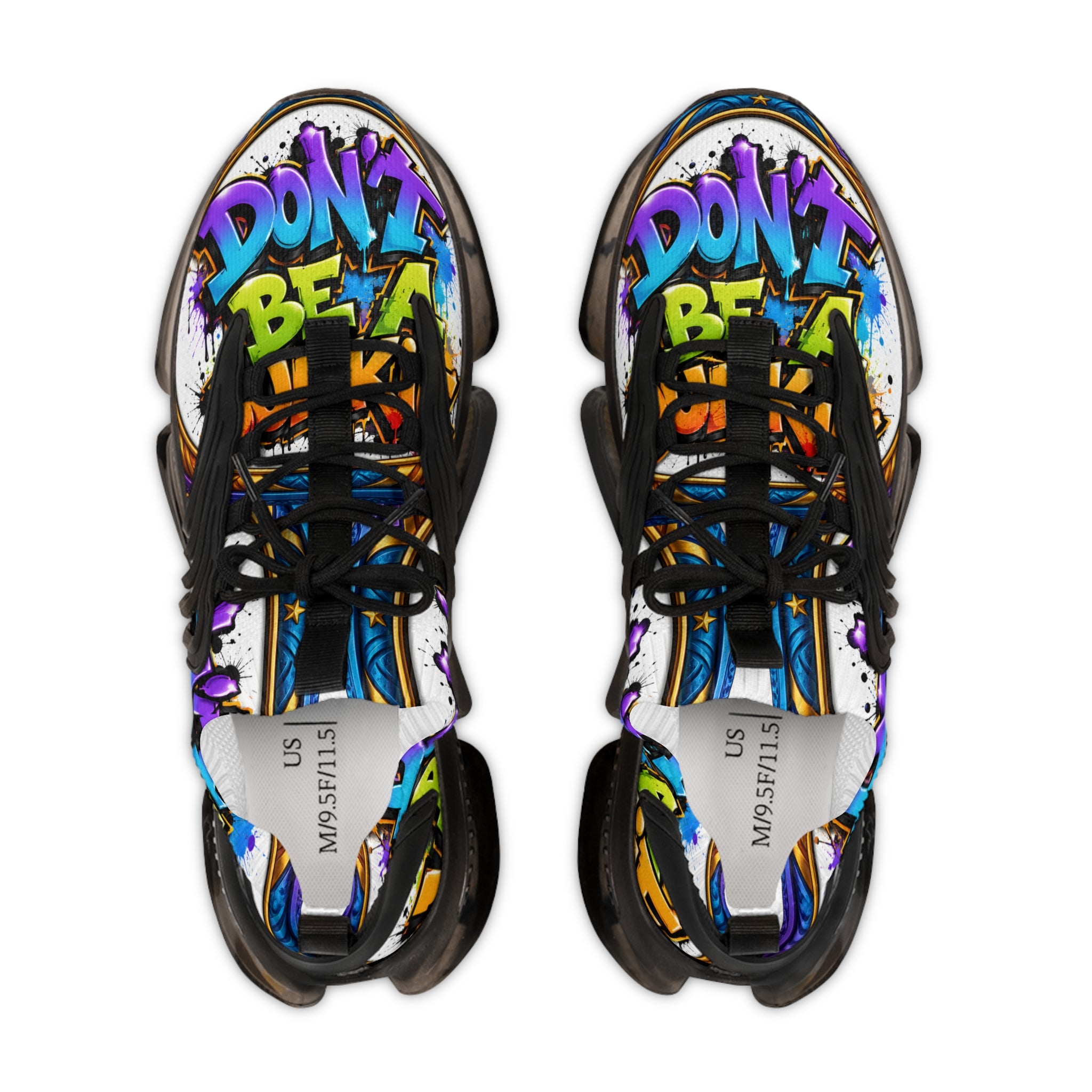 Men's Mesh Sneakers — " Don't Be A Junkie" Colorful 'Don't Be a Junkie' Graffiti Athletic Shoes