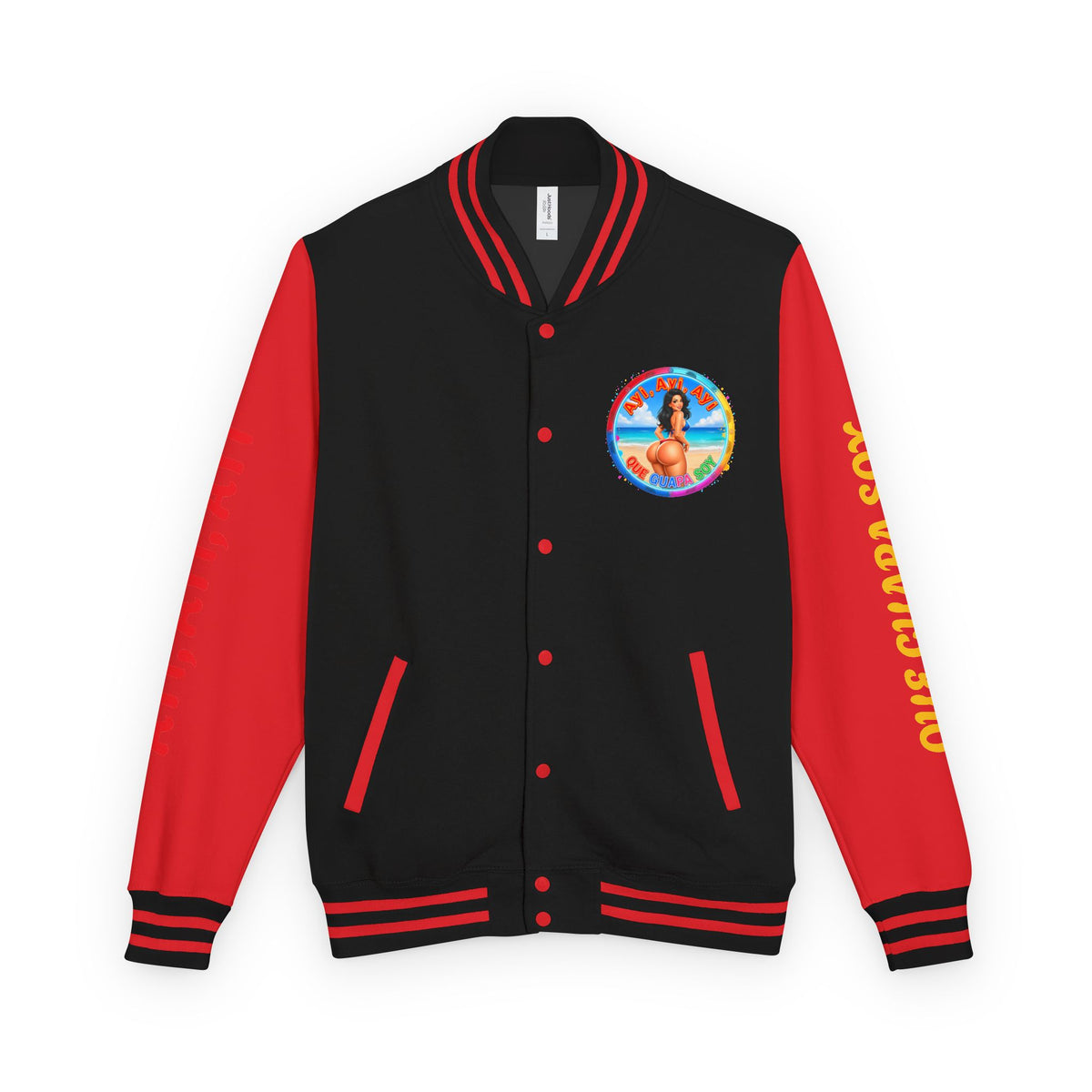Letterman Jacket – Retro Beach Pinup Varsity Jacket with 'Ayi Ayi Ayi' Graphic