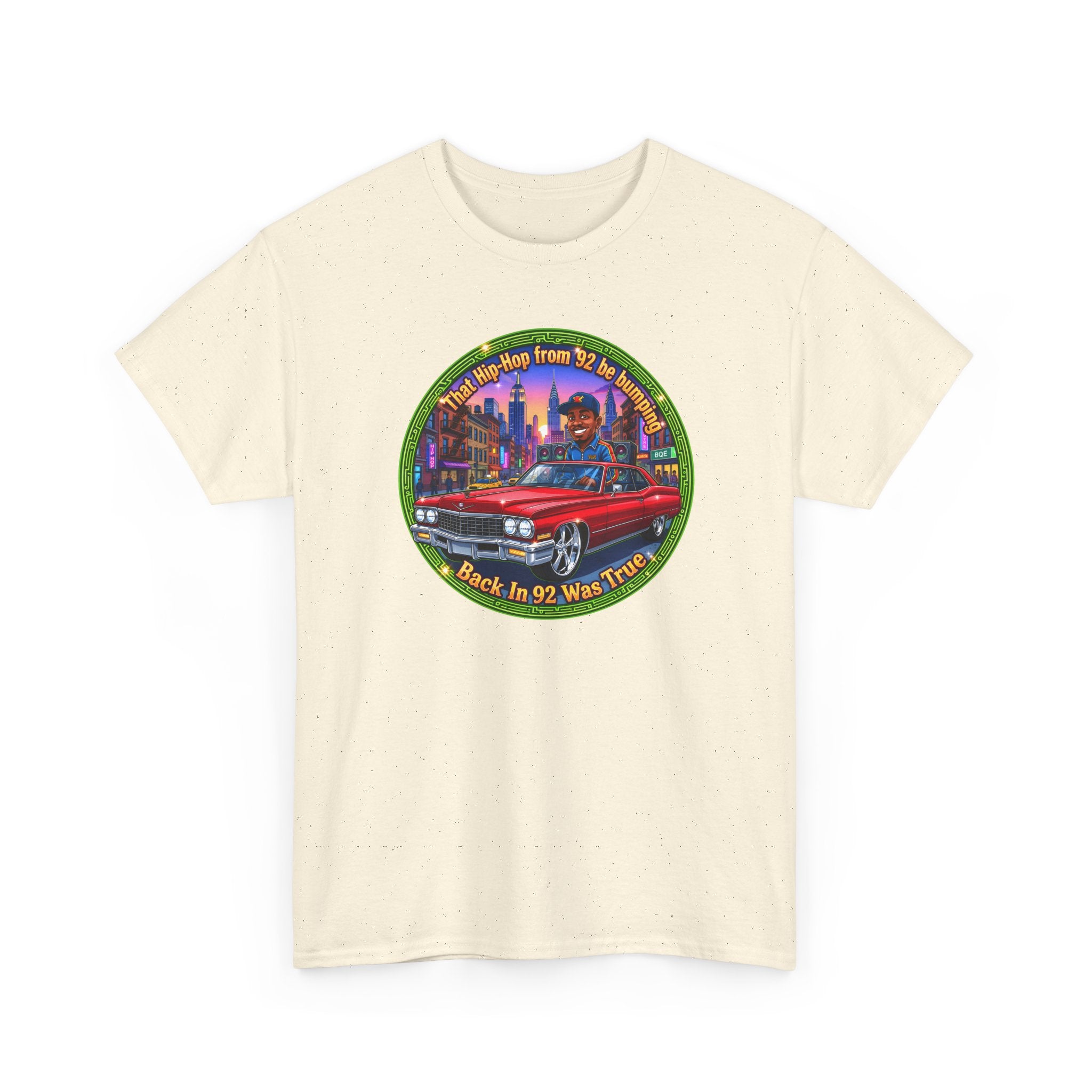 Vintage Red Convertible T-Shirt – “That Hip-hop From 92 Be Bumping" Retro City Cruise Tee