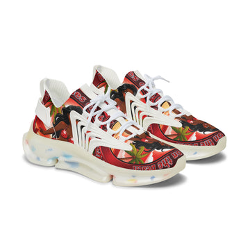 Women’s Mesh Sneakers —"Red Rubies On The Beach" Tropical Pinup Graphic Athletic Shoes