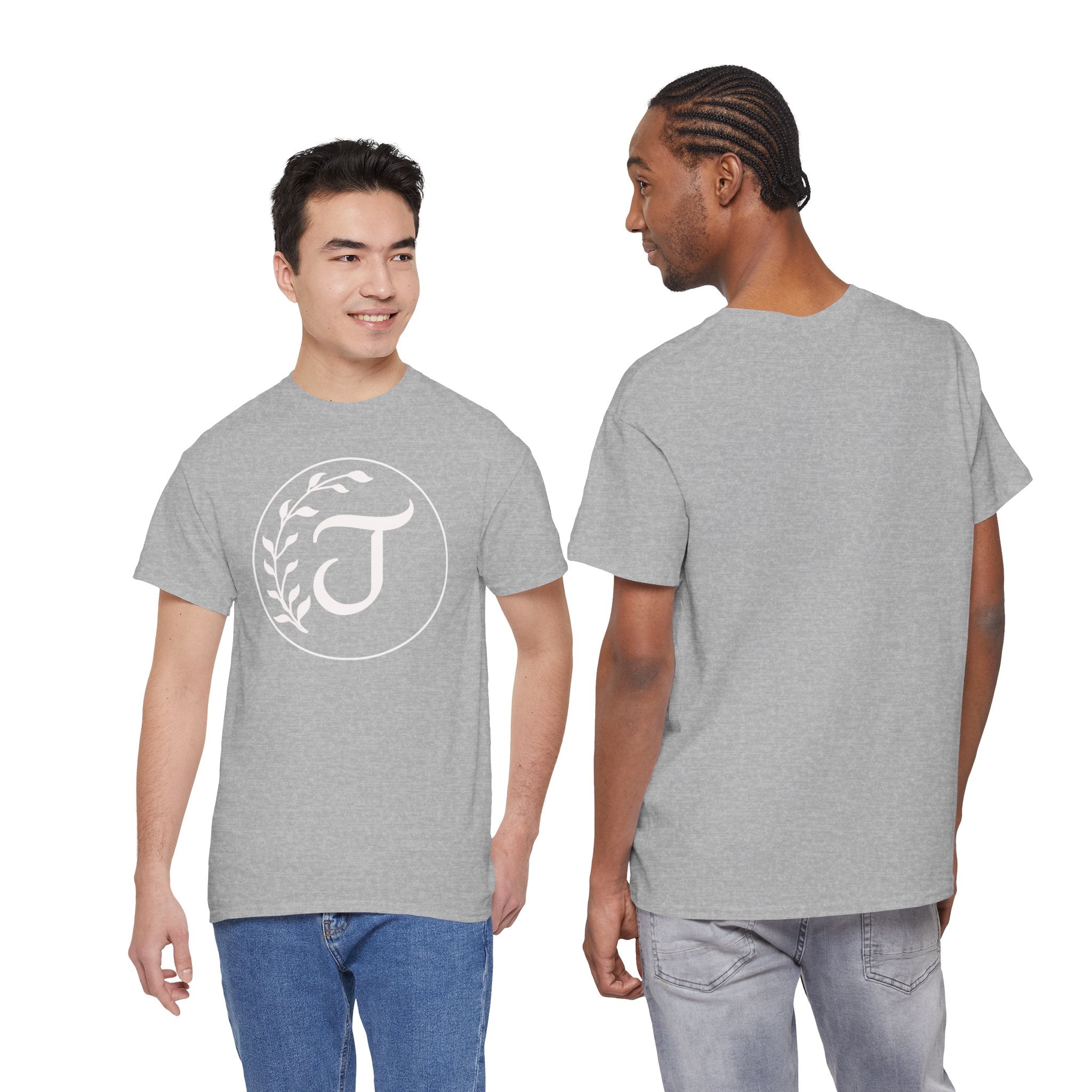 White Tee with Subtle "Floral J " Jesus Christ "— Minimalist Japanese Character T-Shirt