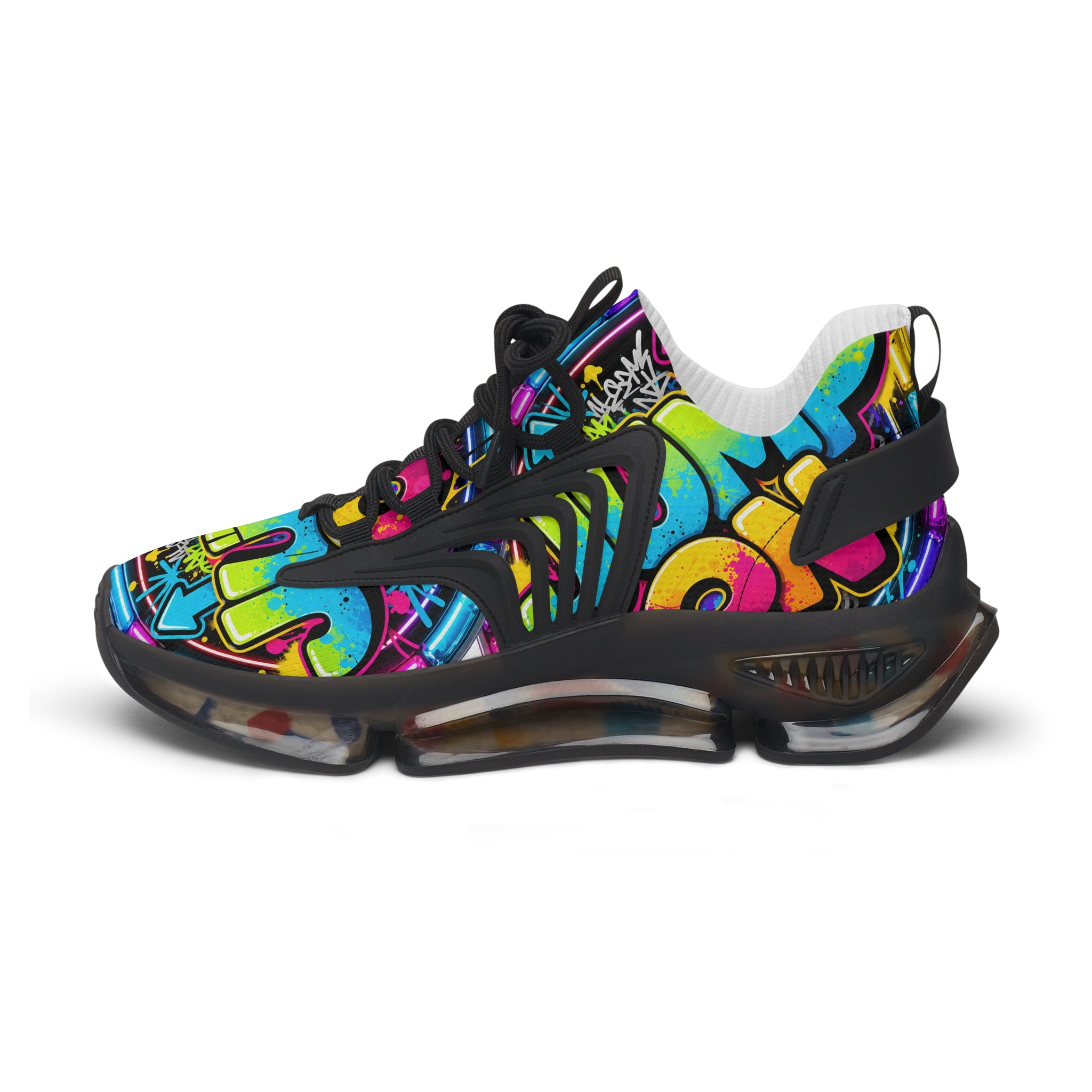 Women's Mesh Sneakers — "Jump On" Colorful Graffiti Streetwear Athletic Shoes