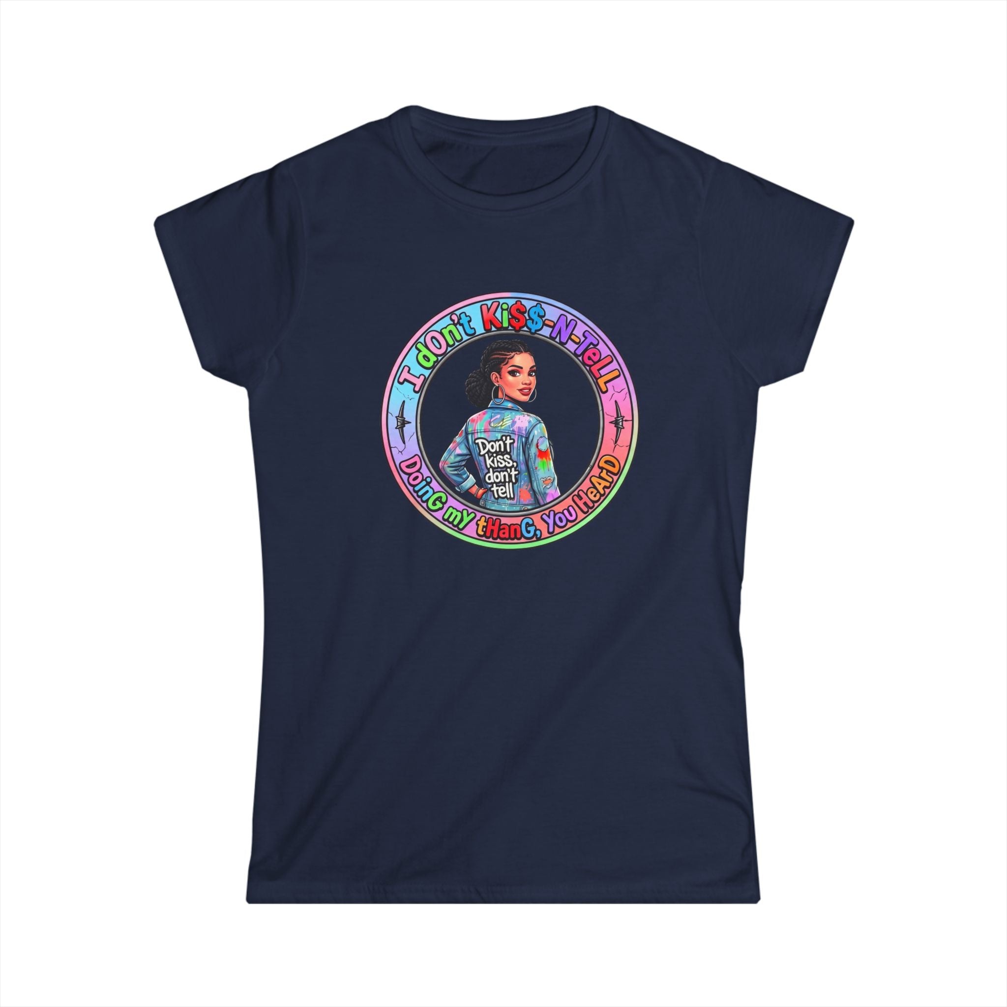 Women's Tee — 'I Don't Kiss-N-Tell" Vintage-Inspired Afro Pride Graphic