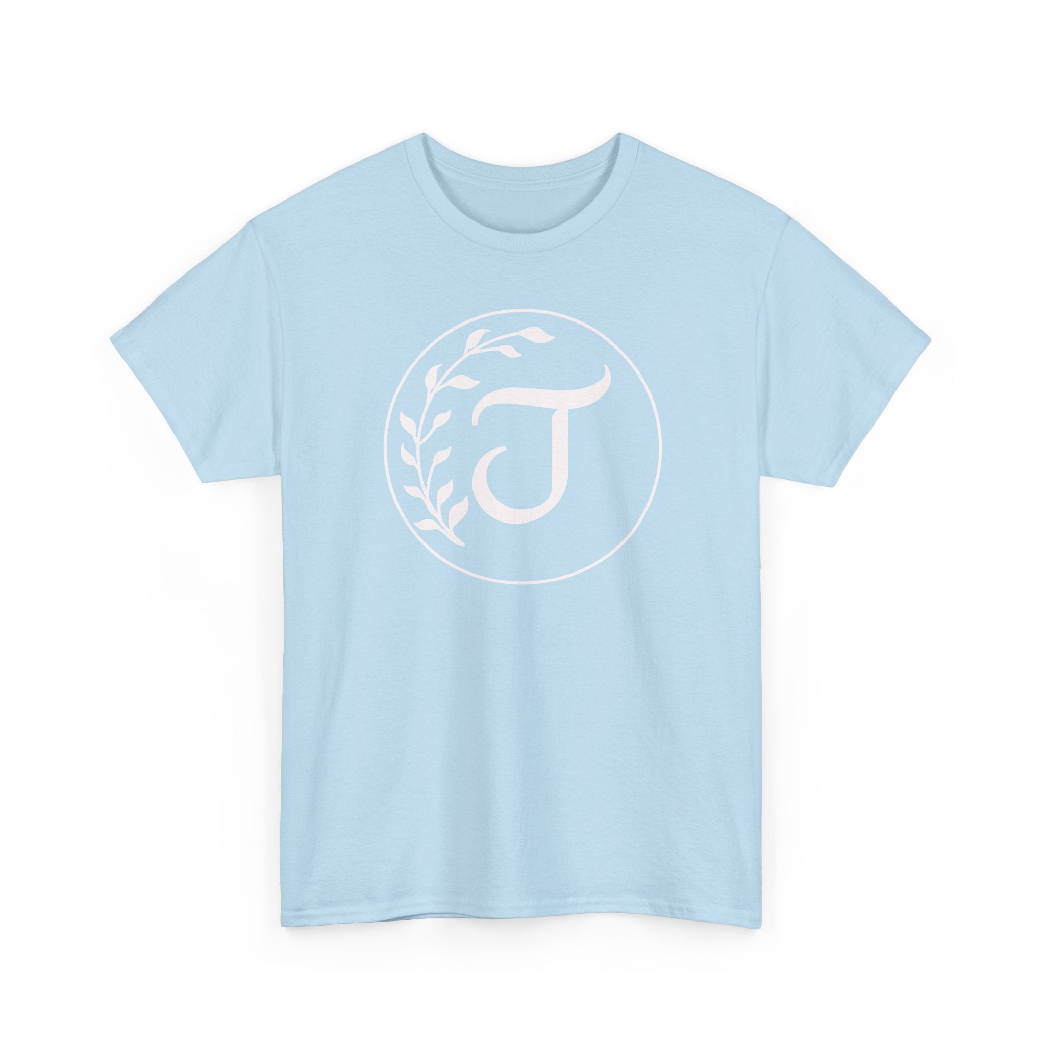 White Tee with Subtle "Floral J " Jesus Christ "— Minimalist Japanese Character T-Shirt