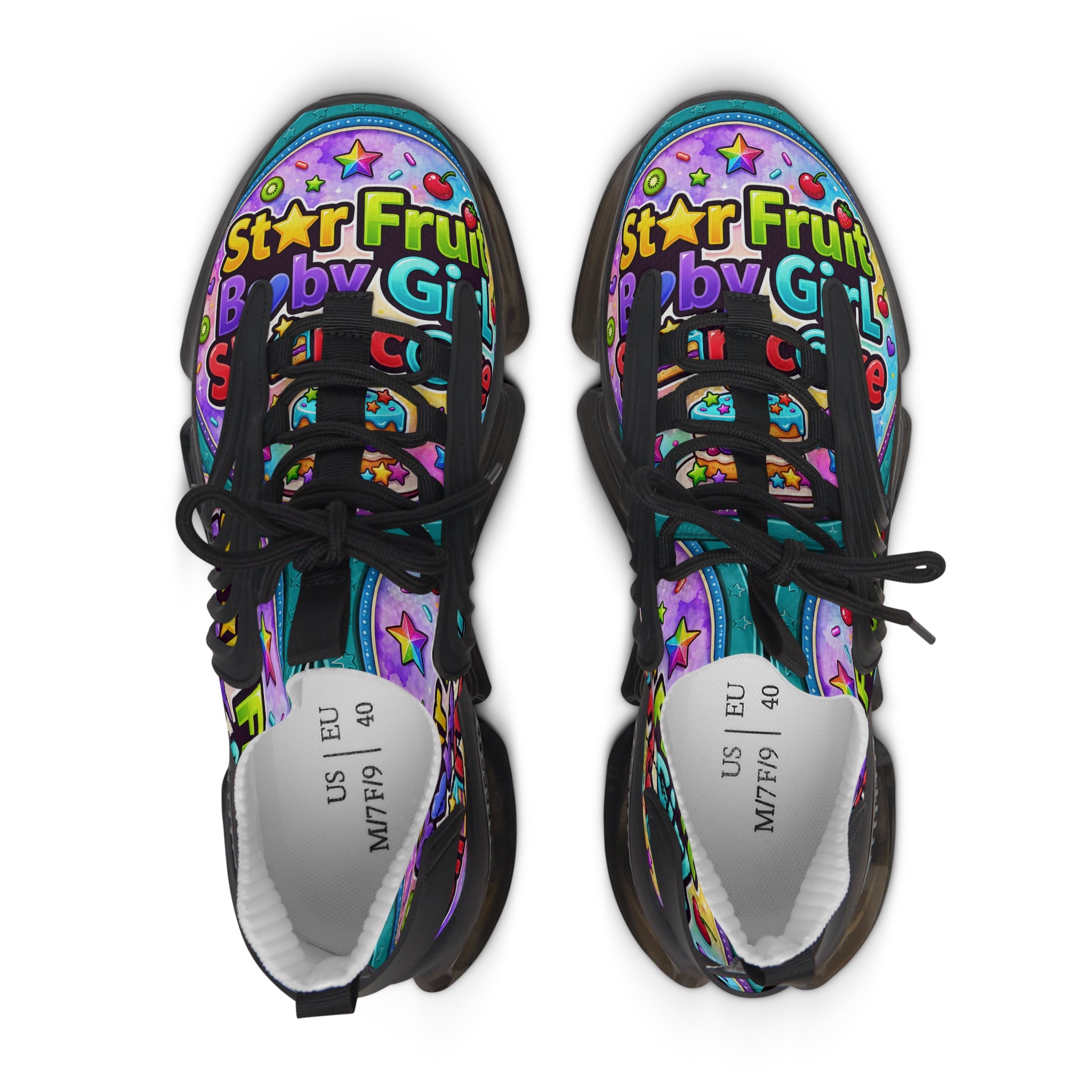 Colorful Graffiti Mesh Sneakers – 'Star Fruit Baby Shortcake' Graphic Women's Athletic Shoes