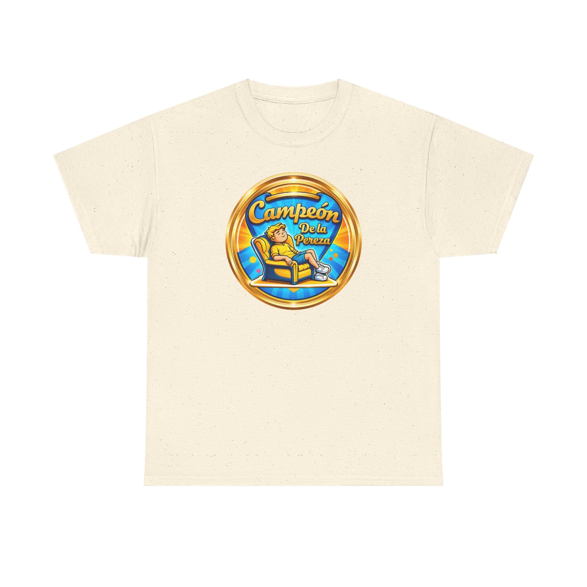 "Campeón De La Pereza" Tee — Gold Badge Adventure T‑Shirt
