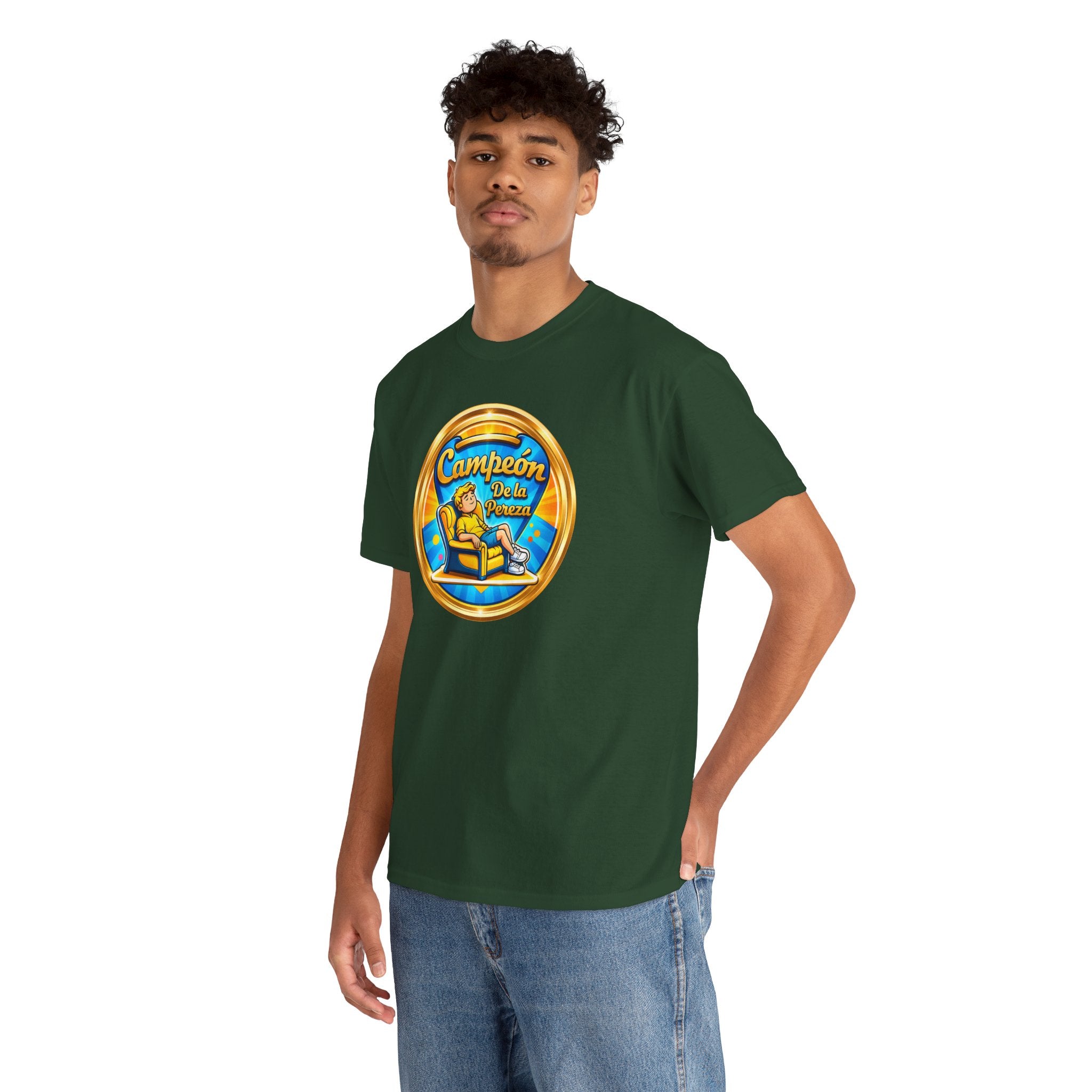 "Campeón De La Pereza" Tee — Gold Badge Adventure T‑Shirt