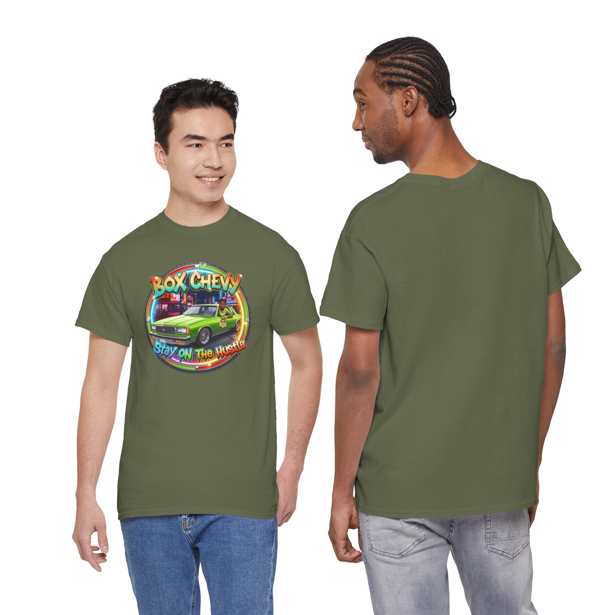 Vintage Chevy Truck Tee — "Box Chevy Stay On The Hustle" Retro Car Graphic Shirt