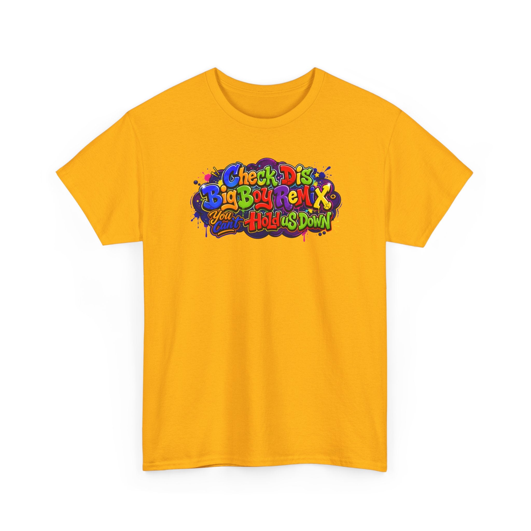 Graphic Tee — Colorful 'Check Dis Big Boy Remix' Retro Street Art T-Shirt