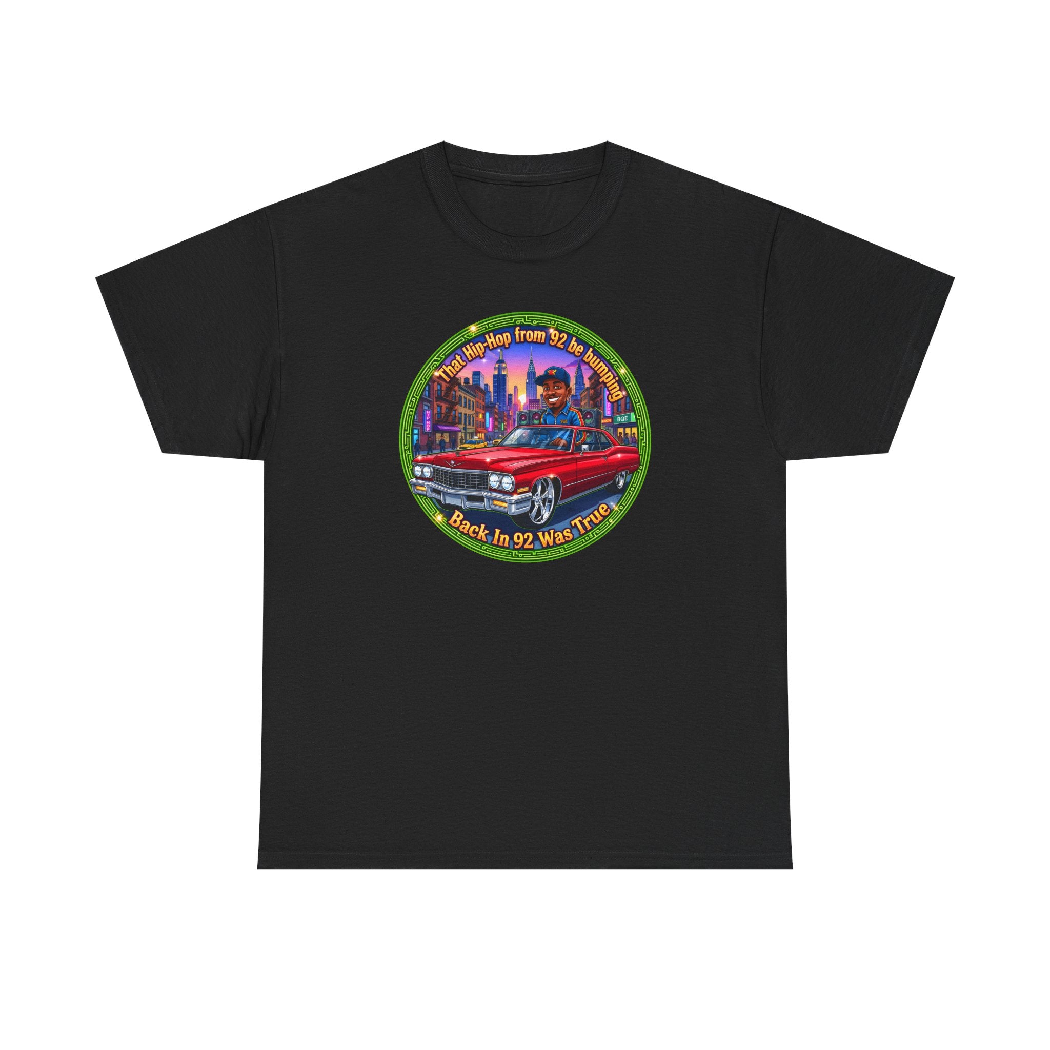 Vintage Red Convertible T-Shirt – “That Hip-hop From 92 Be Bumping" Retro City Cruise Tee
