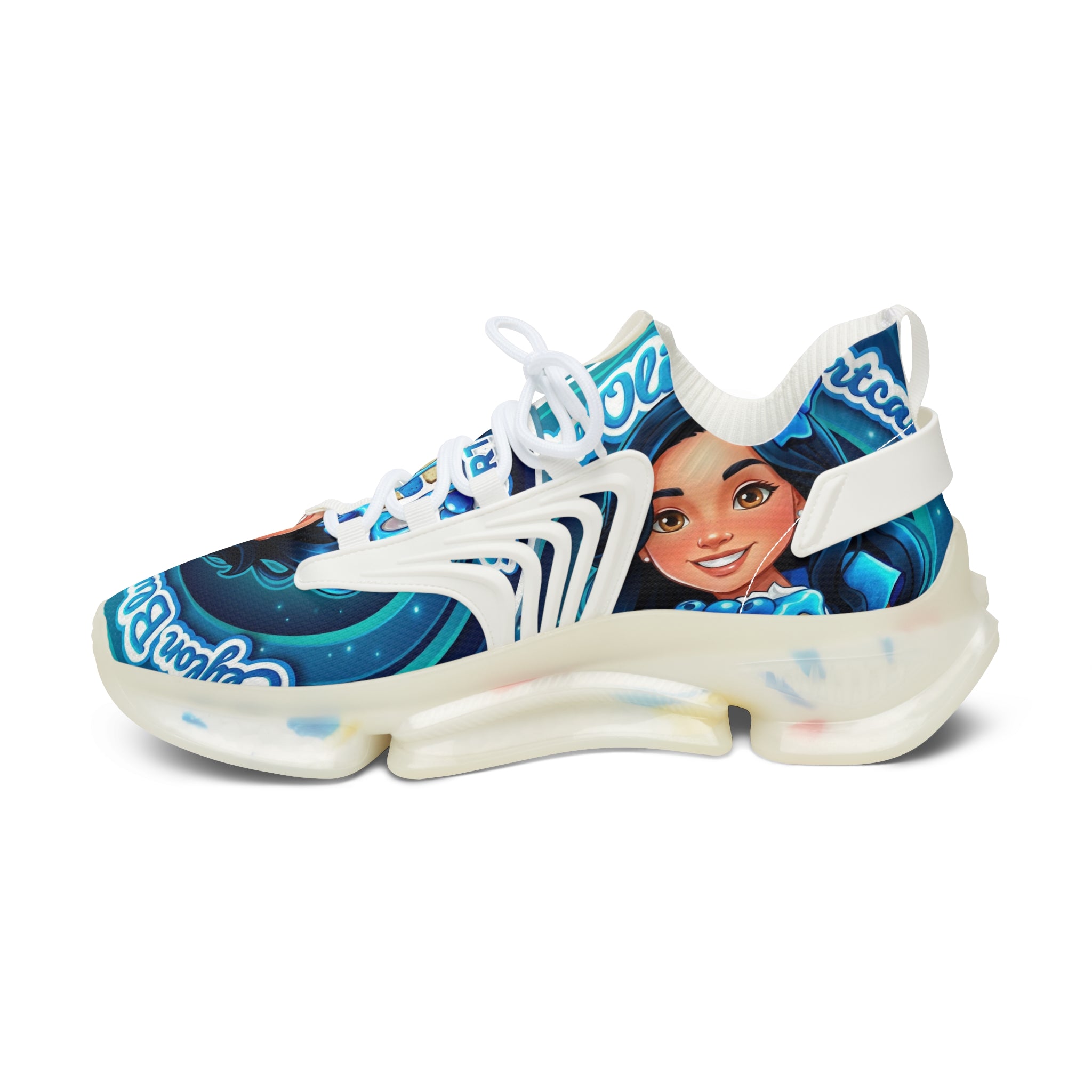 Women's Mesh Sneakers — "Ceylon Blue Olive Shortcake "Graphic Athletic Shoes
