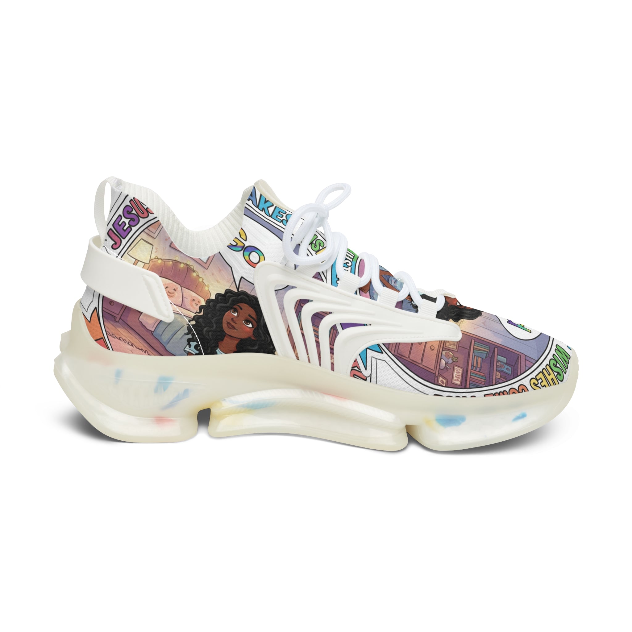 Women's Mesh Sneakers — " Jesus Christ Makes Wishes Come True " Graphic Athletic Shoes