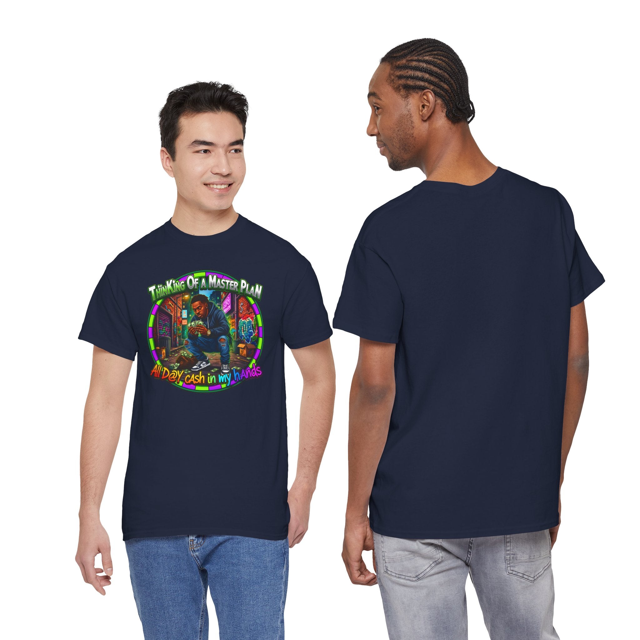 T-Shirt — "Thinking of a Master Plan" Colorful Retro Hip-Hop Graphic Tee