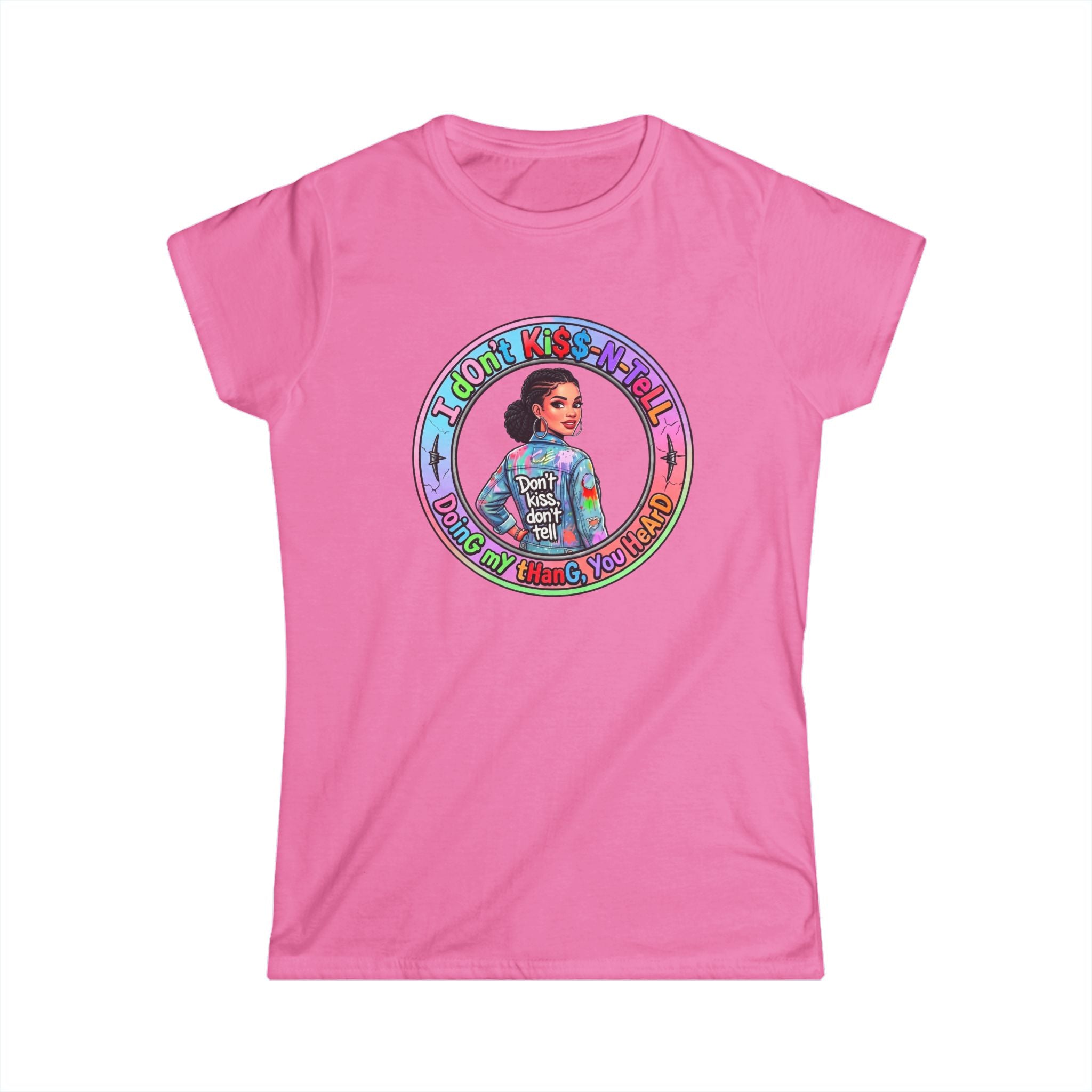 Women's Tee — 'I Don't Kiss-N-Tell" Vintage-Inspired Afro Pride Graphic