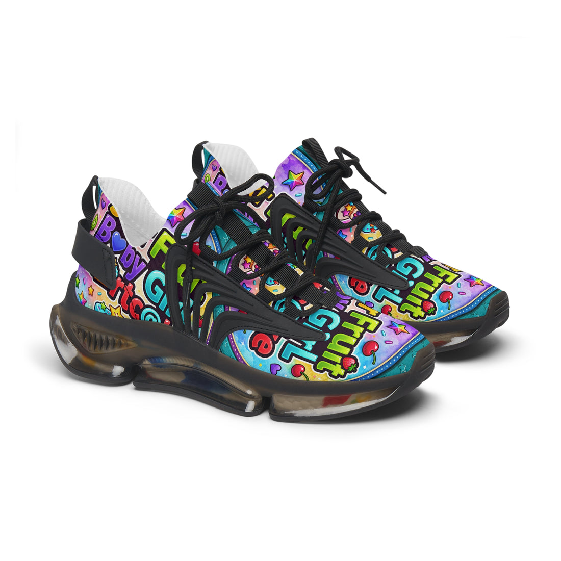 Colorful Graffiti Mesh Sneakers – 'Star Fruit Baby Shortcake' Graphic Women's Athletic Shoes