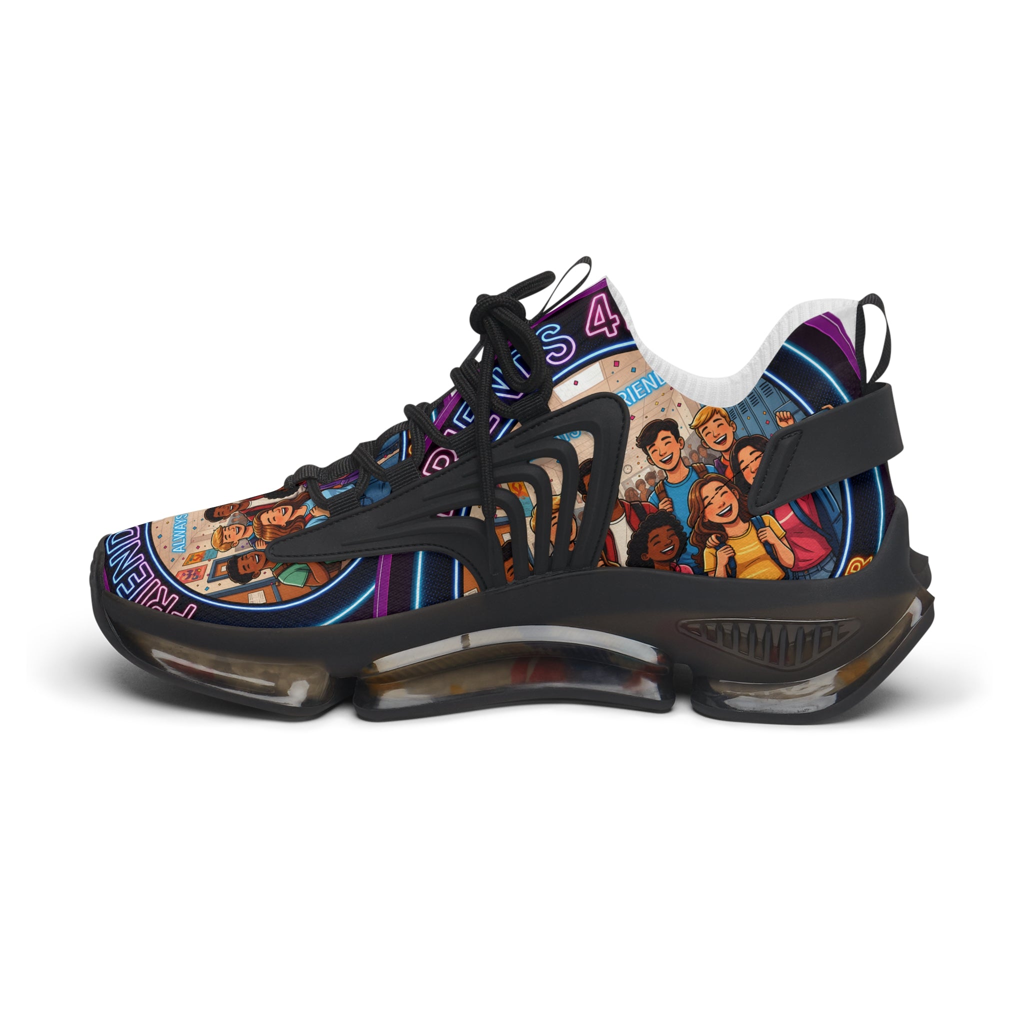Mesh Sneakers — 'Friends 4Ever' Retro Group Photo Graphic Women's Athletic Shoes