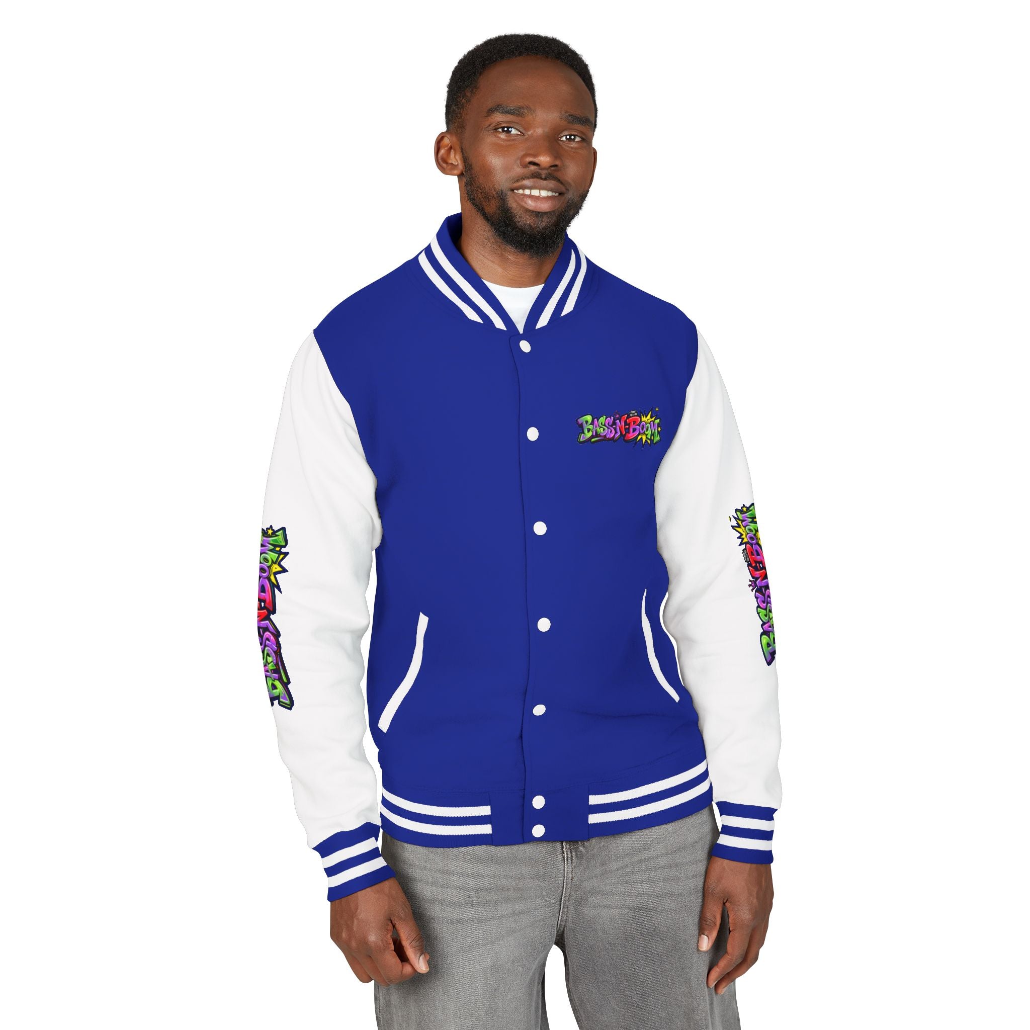 Letterman Jacket — 'Bass N Boom' Graffiti Bomber