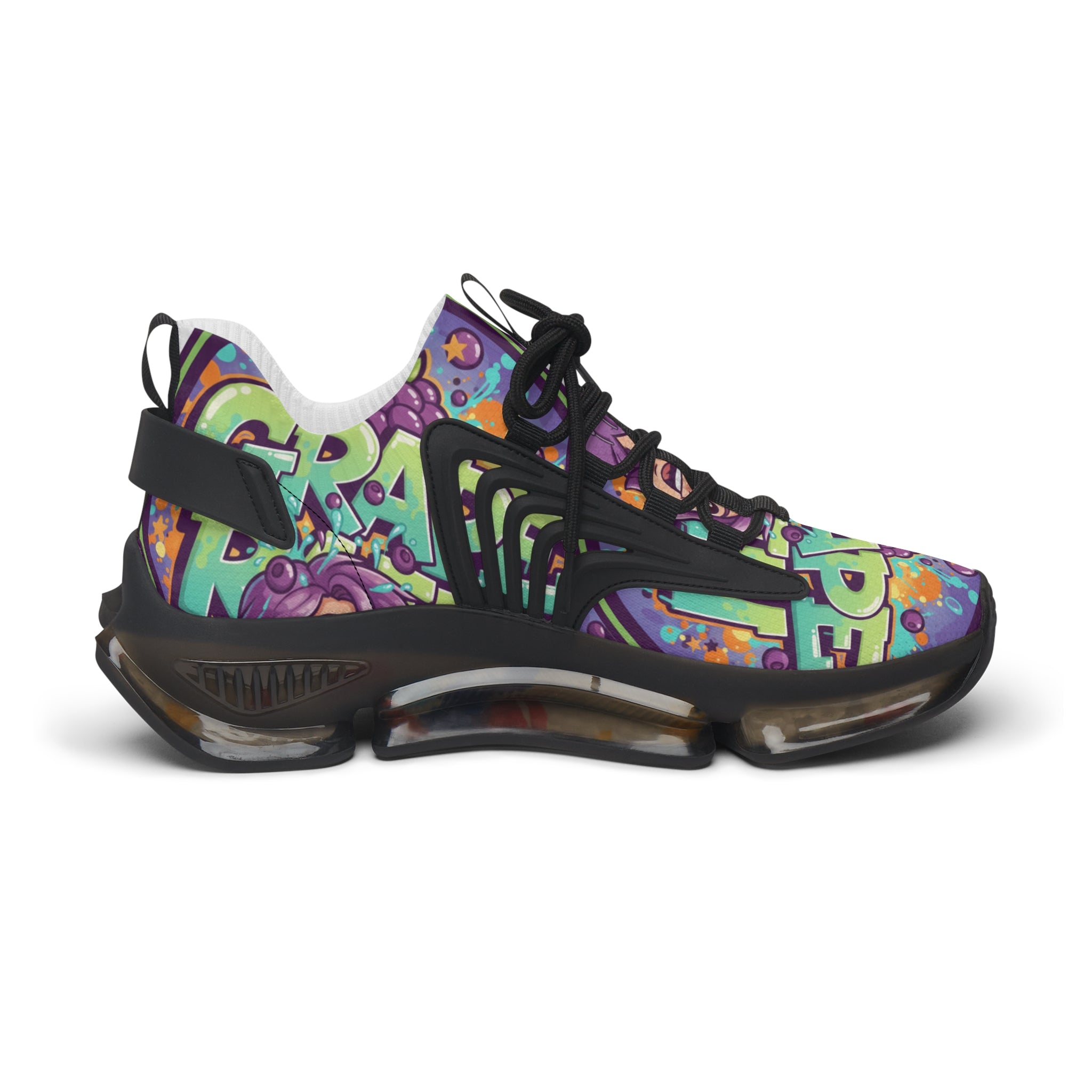 Grape Graffiti Mesh Sneakers — " Grape Run" Colorful Streetwear Athletic Shoes