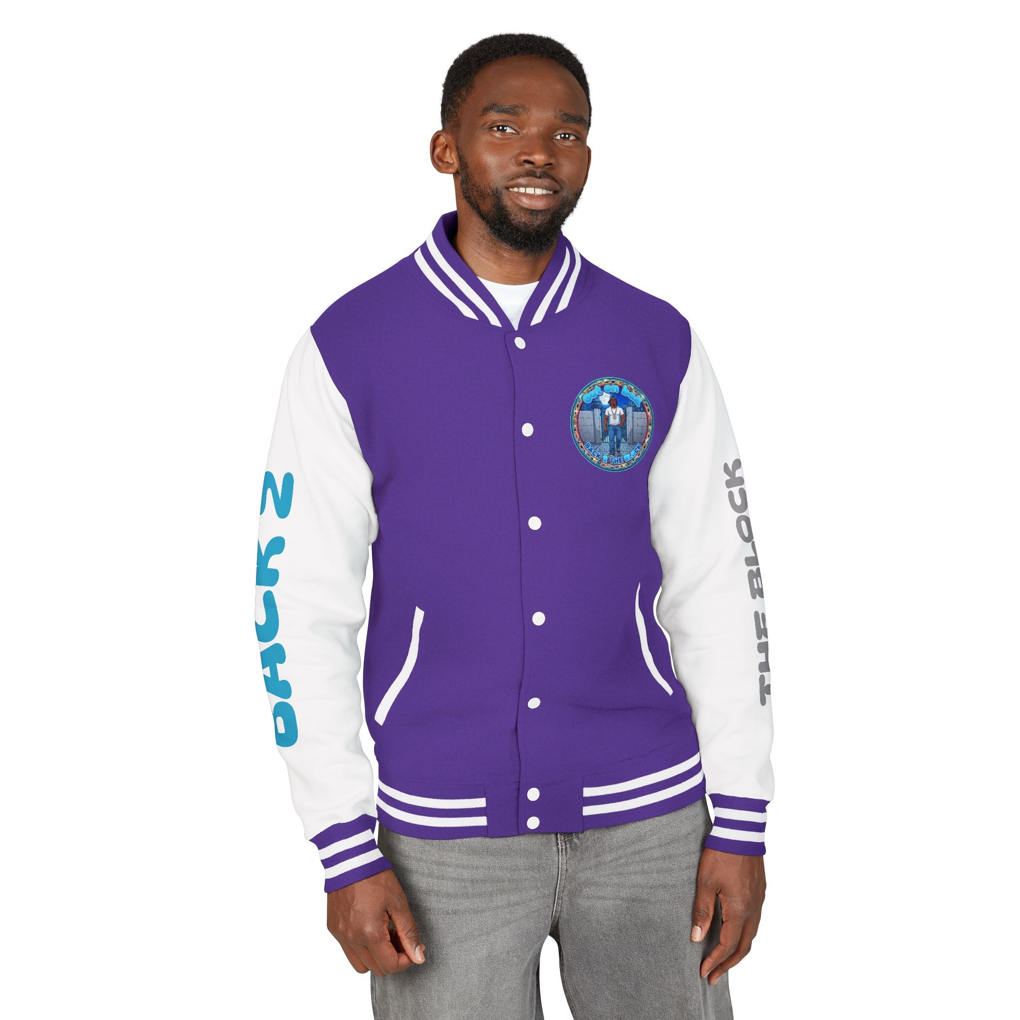 Letterman Jacket — 'Back 2 The Block' Retro Streetwear Patch Jacket