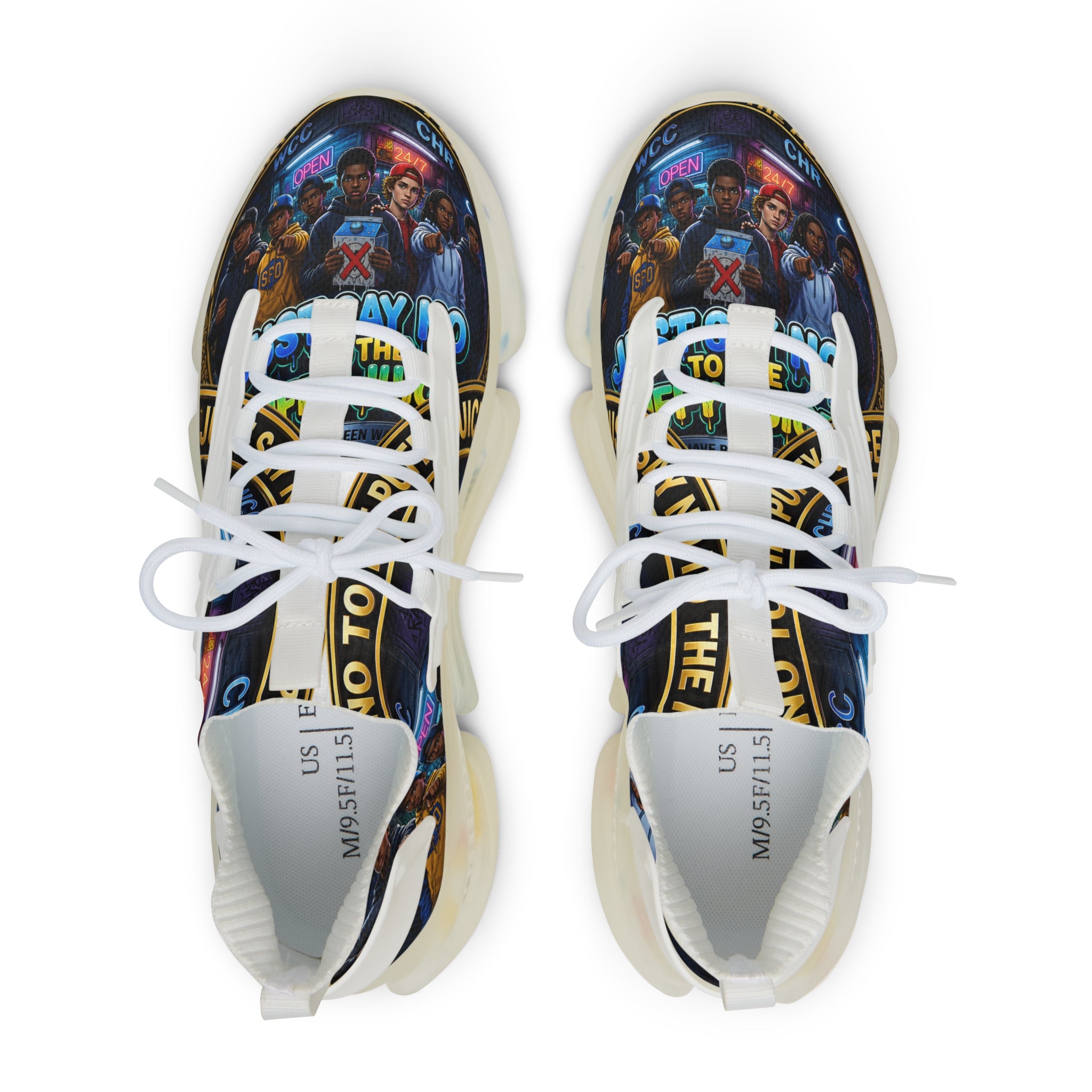 Mesh Sneakers — "Just Say No To The Puffy Juice"" Graphic Runner
