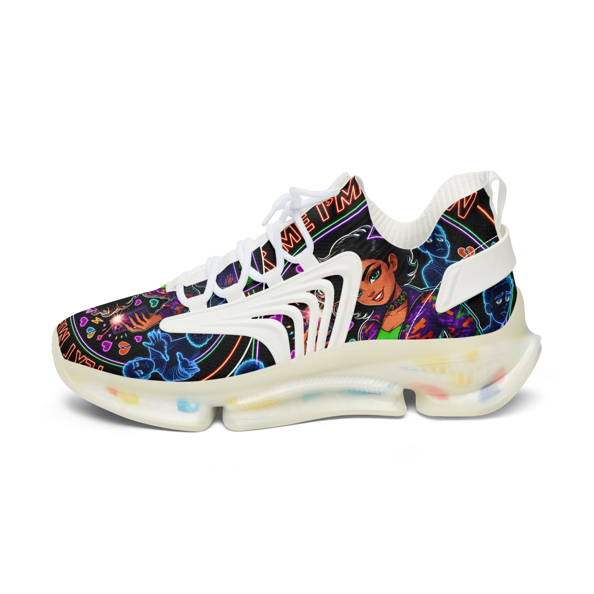 Women's Mesh Sneakers — Colorful Afrocentric Art Print Athletic Shoes