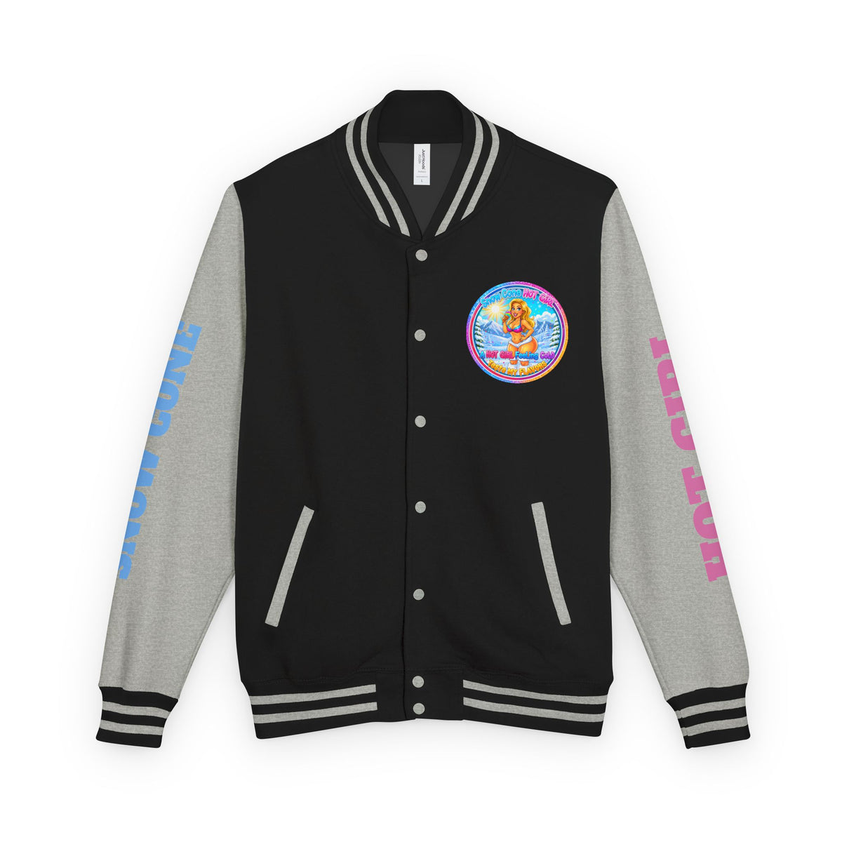 Angel Pinup Letterman Jacket — "Snowcone Hot Girl " Graphic Varsity Jacket