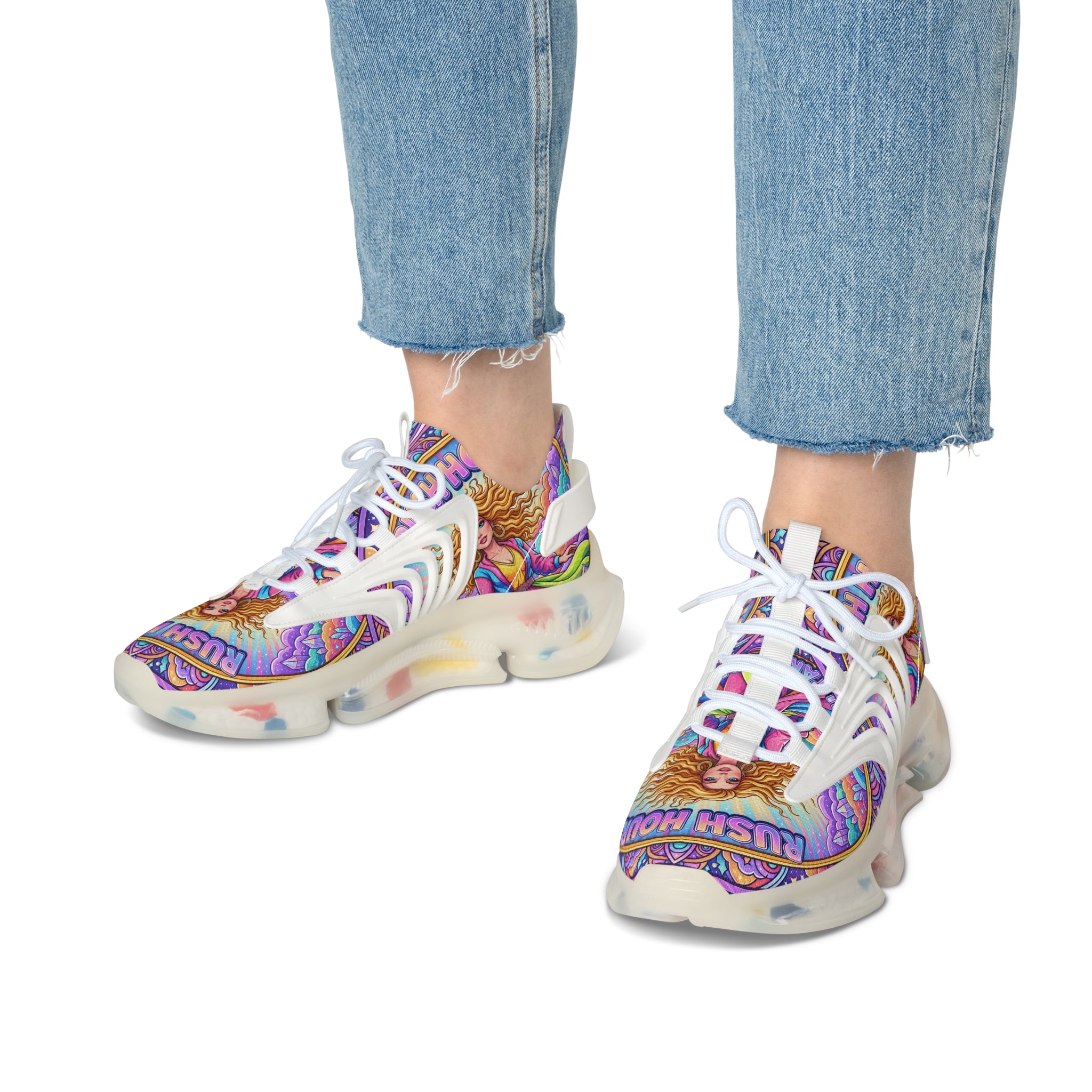 Women's Mesh Sneakers — Colorful Goddess Graphic Athletic Shoes