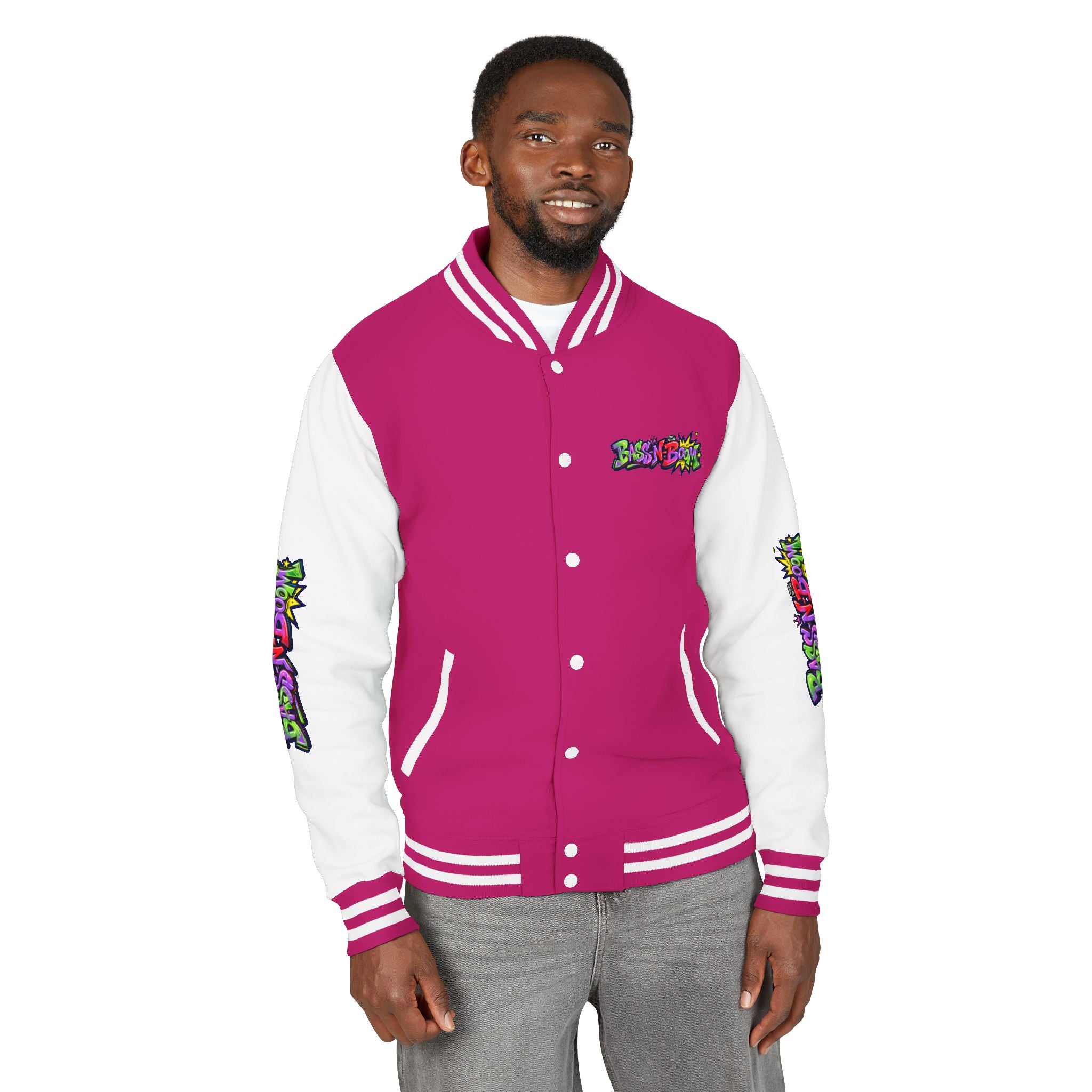Letterman Jacket — 'Bass N Boom' Graffiti Bomber