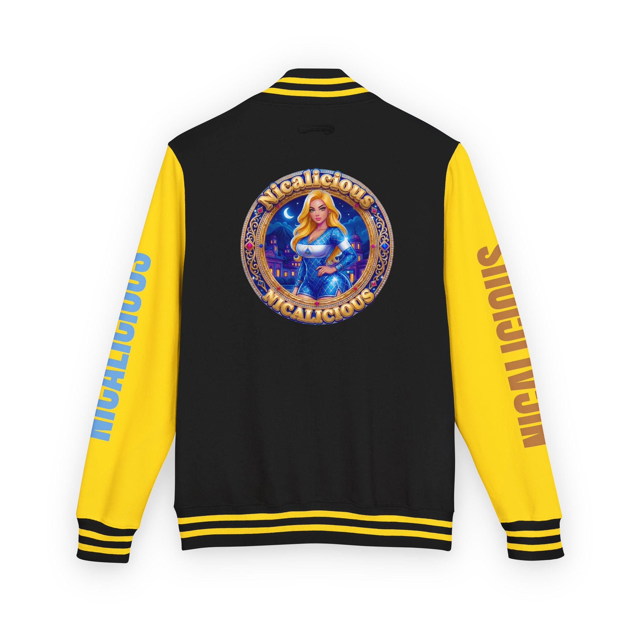 Letterman Jacket — 'Nicalicious' Retro Varsity Jacket with Angel Crest