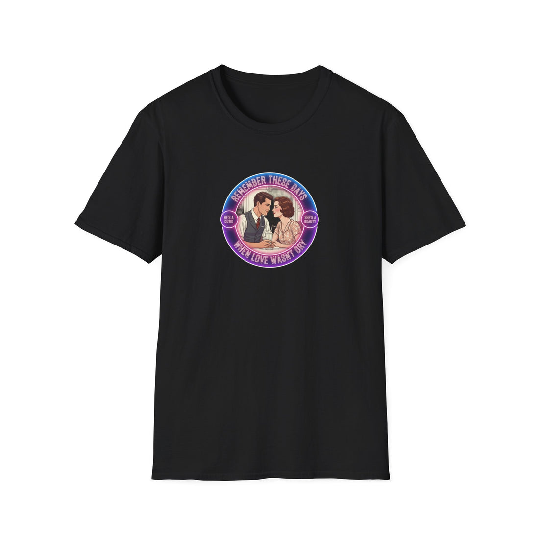 Retro Romance T‑Shirt — “We Woke Up Like This” Vintage Couple Graphic