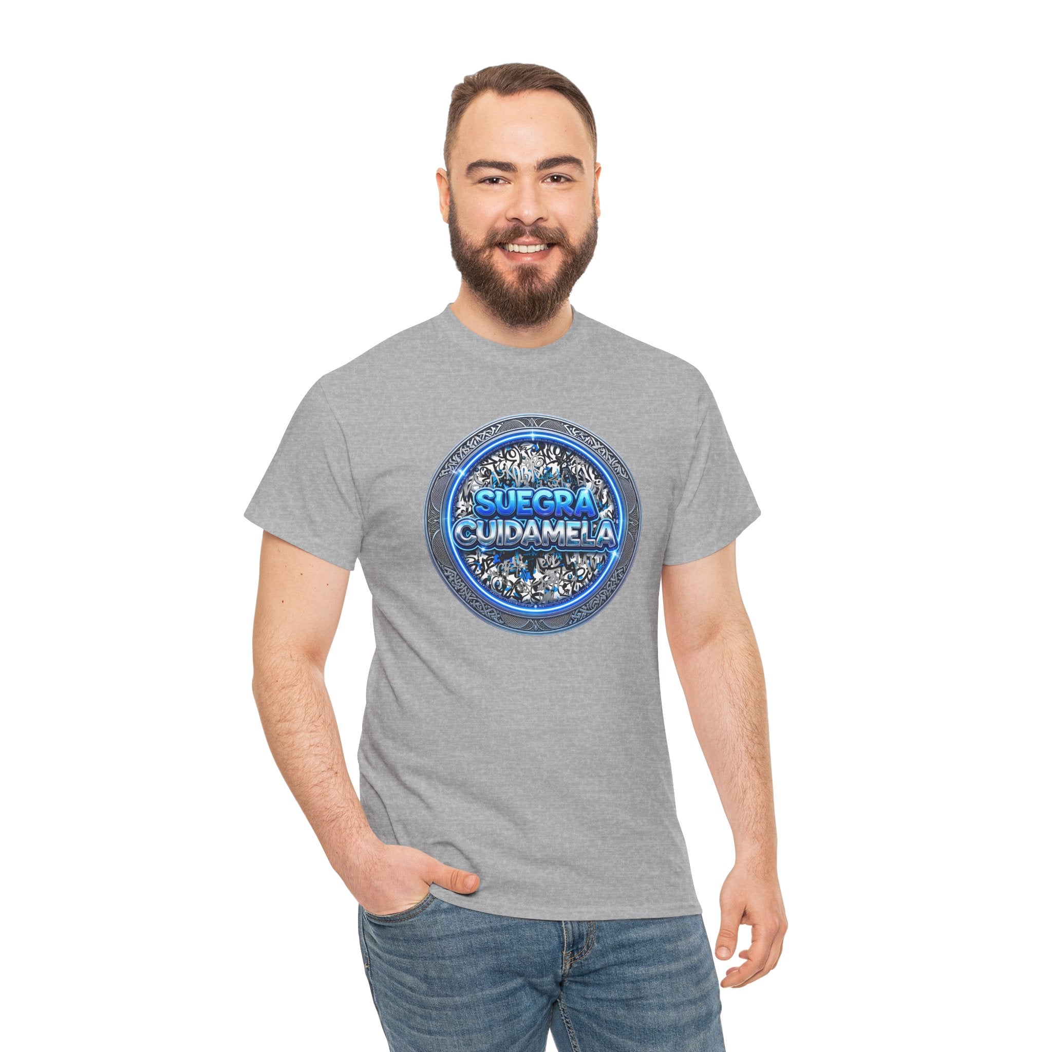 T-Shirt — Suegra Cuídame (Blue Floral Emblem)