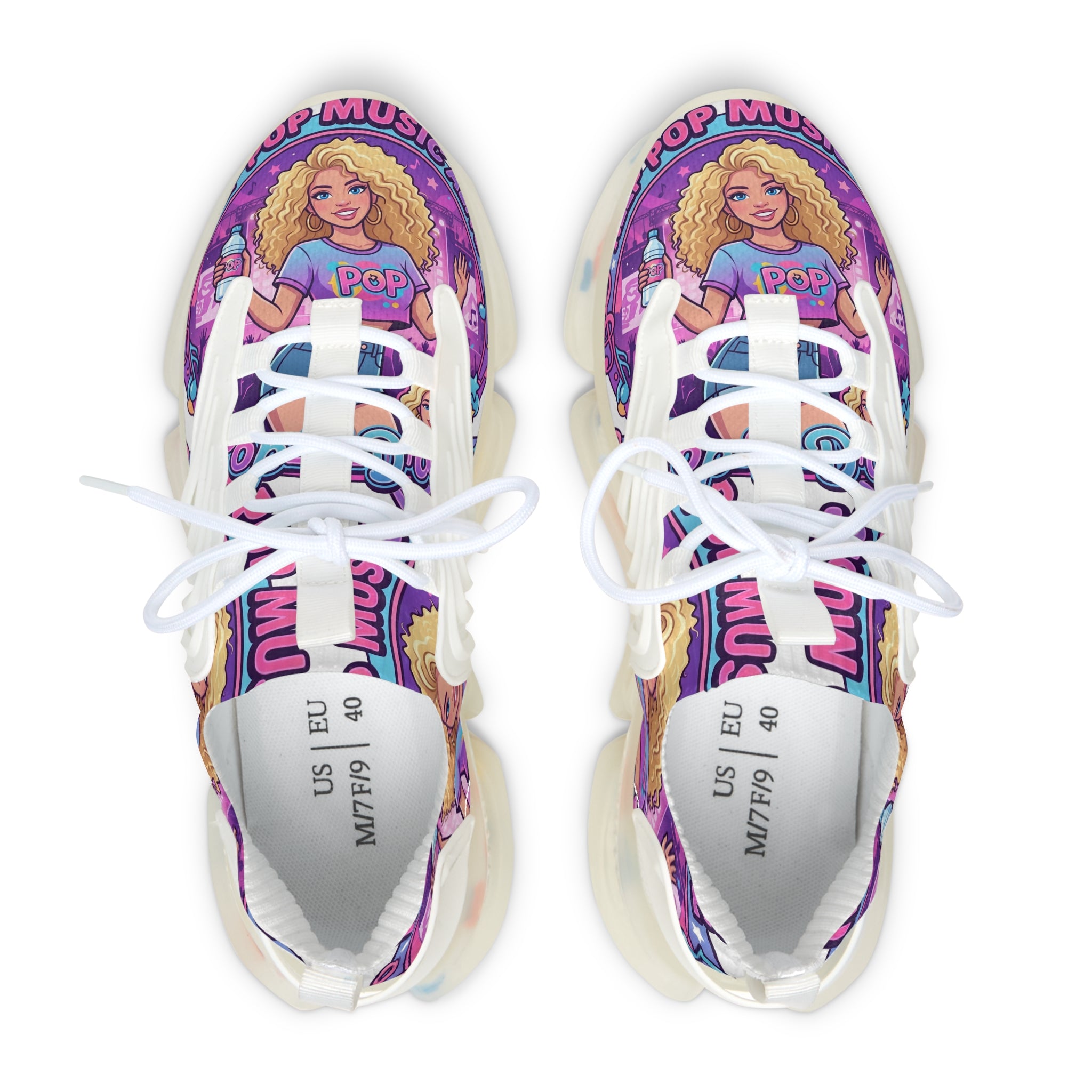 Women’s Mesh Sneakers —"Keep Pop Music Alive " Women's Trendy Printed Athletic Shoes